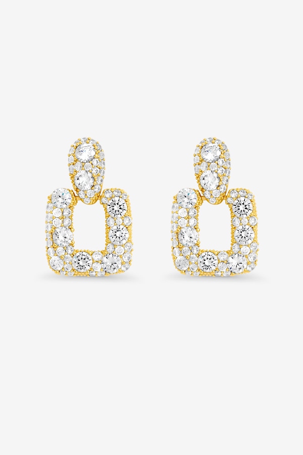 Jon Richard Gold Plated and Pave Door Knocker Drop Earrings