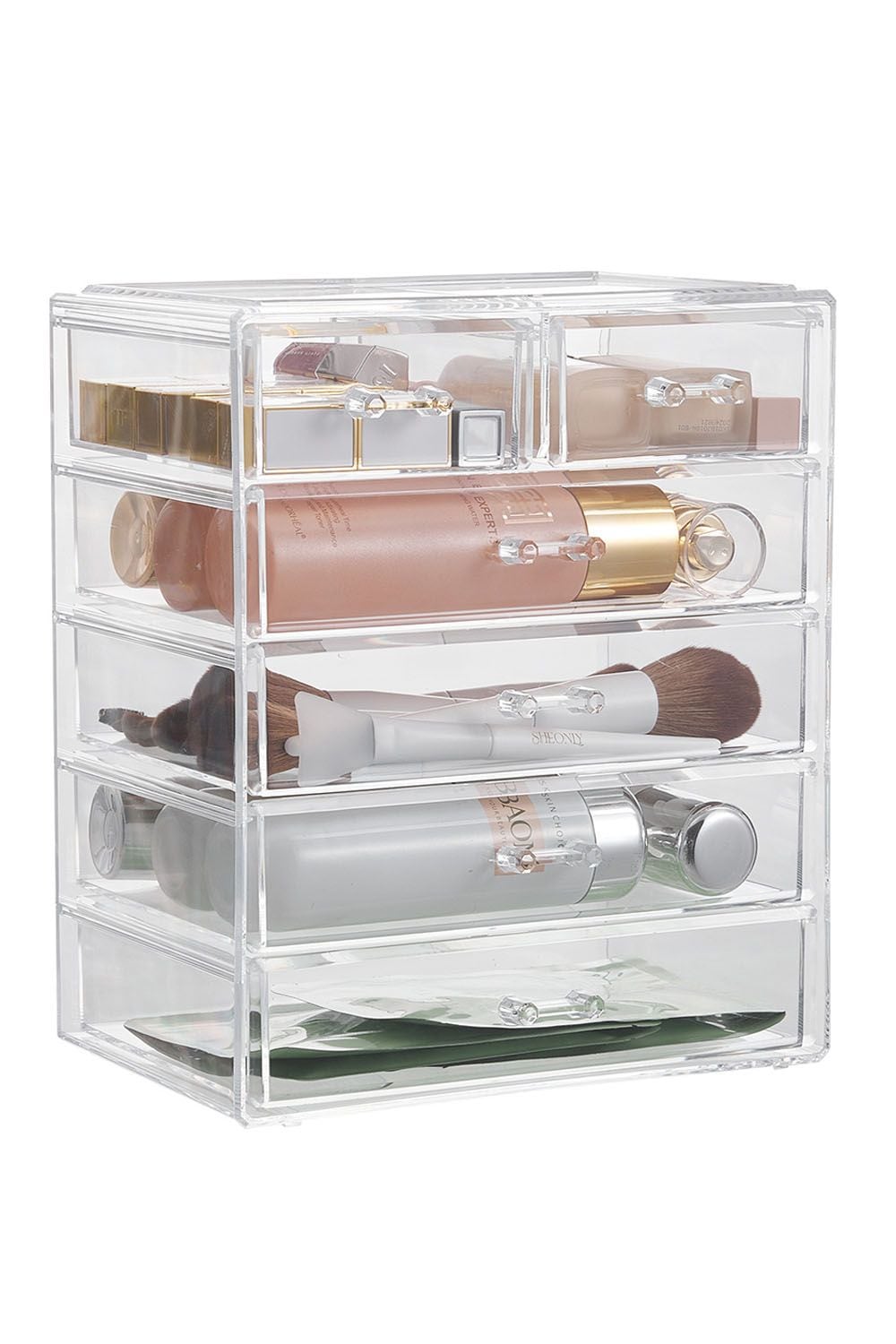 SHEONLY Transparent Makeup Organizer Cosmetic Storage Box for Dresser and Bathroom image 1