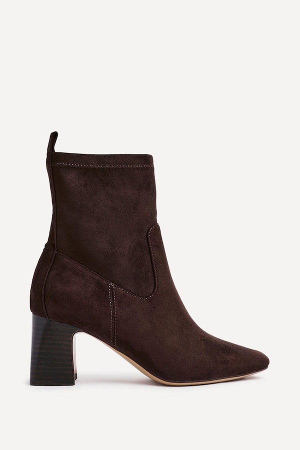 Linzi Francisco Brown Faux Suede Heeled Ankle Boot