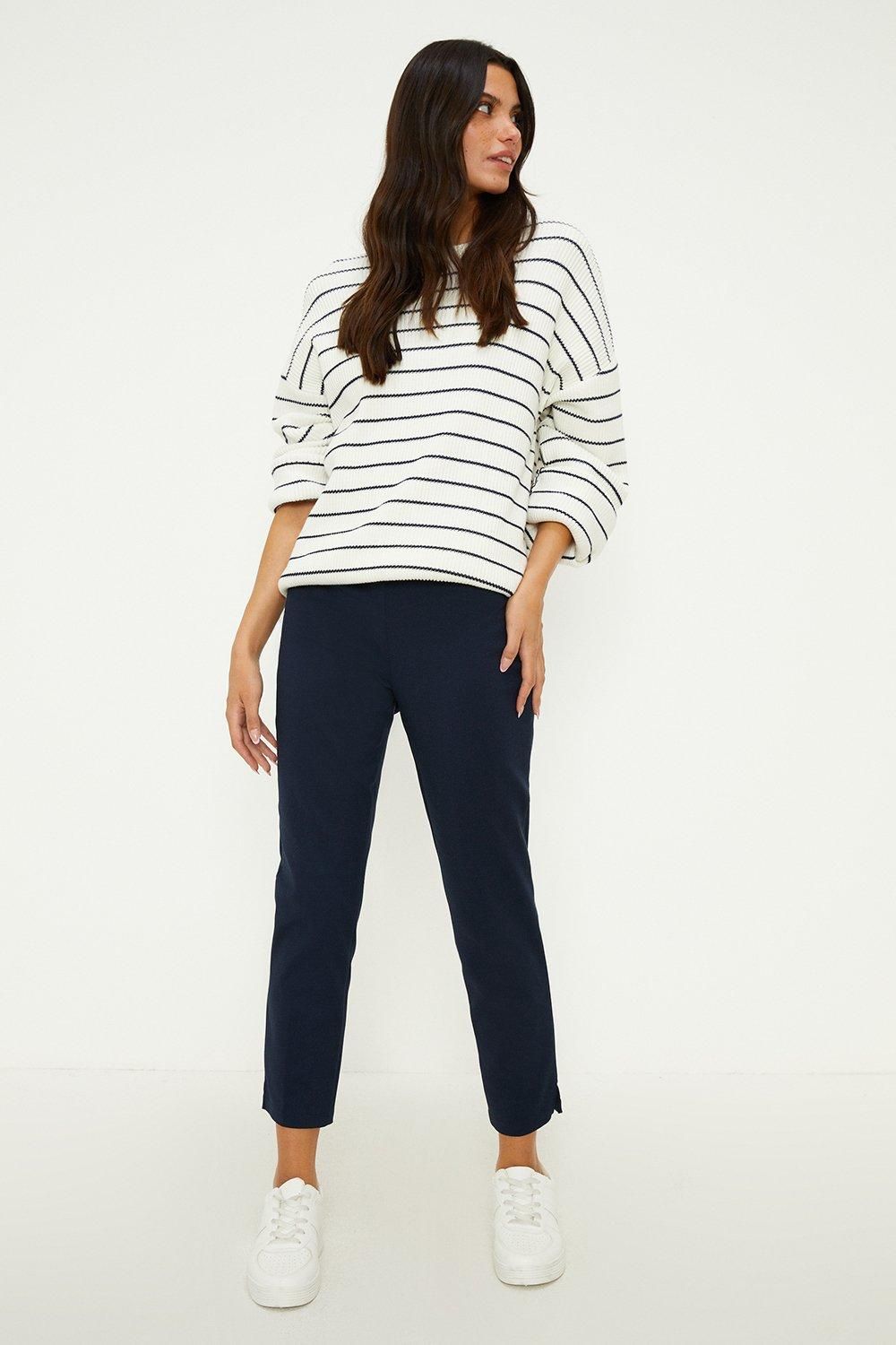 Oasis Side Zip Detail Cropped Trousers Navy image 1