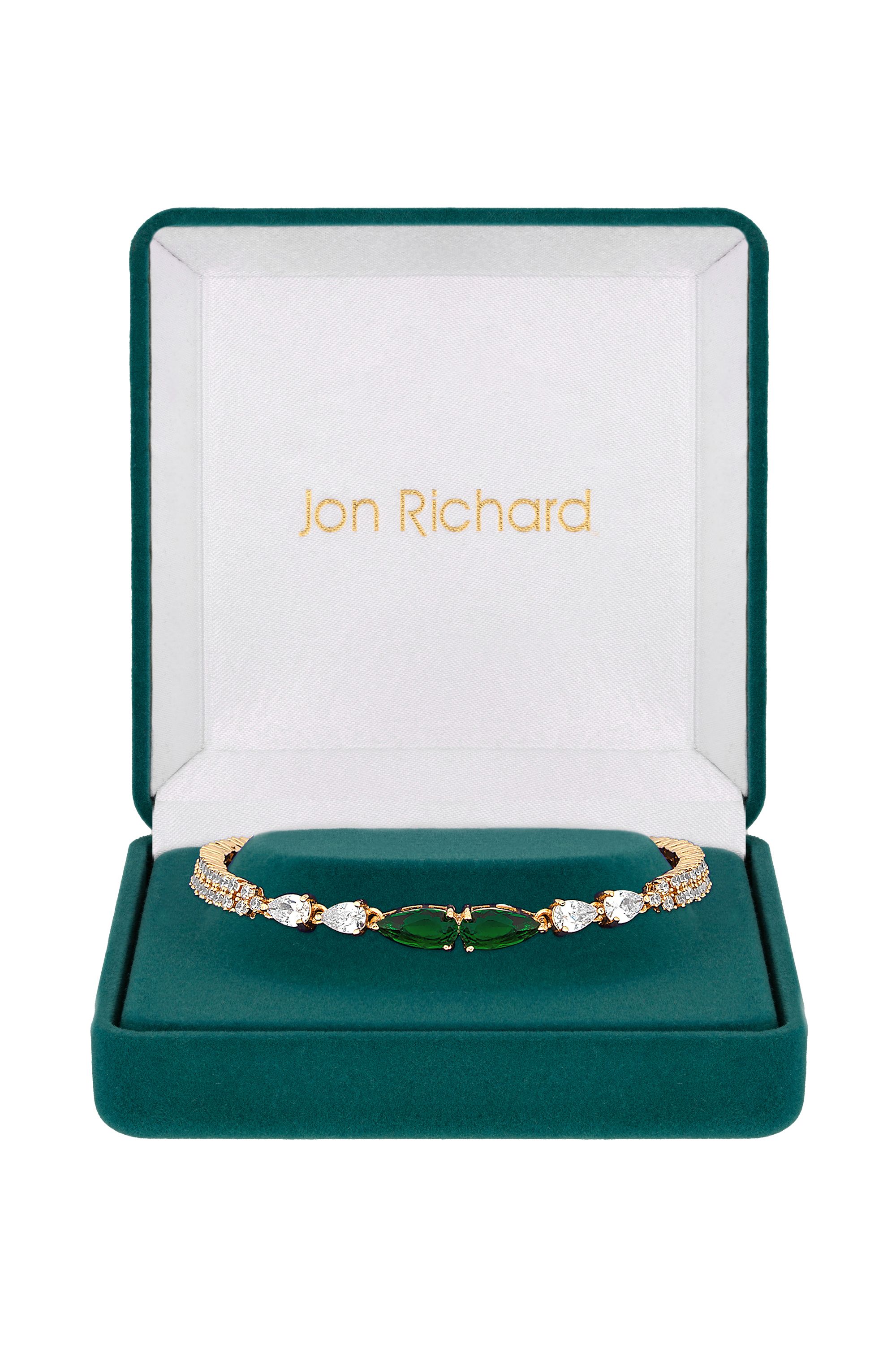 Jon Richard Gift Packaged Gold And Emerald Green Cubic Zirconia Bracelet image 1