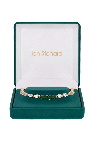 Jon Richard Gift Packaged Gold And Emerald Green Cubic Zirconia Bracelet