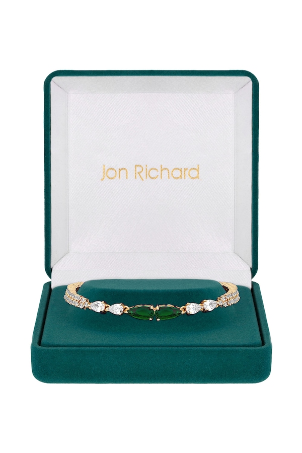 Jon Richard Gift Packaged Gold And Emerald Green Cubic Zirconia Bracelet
