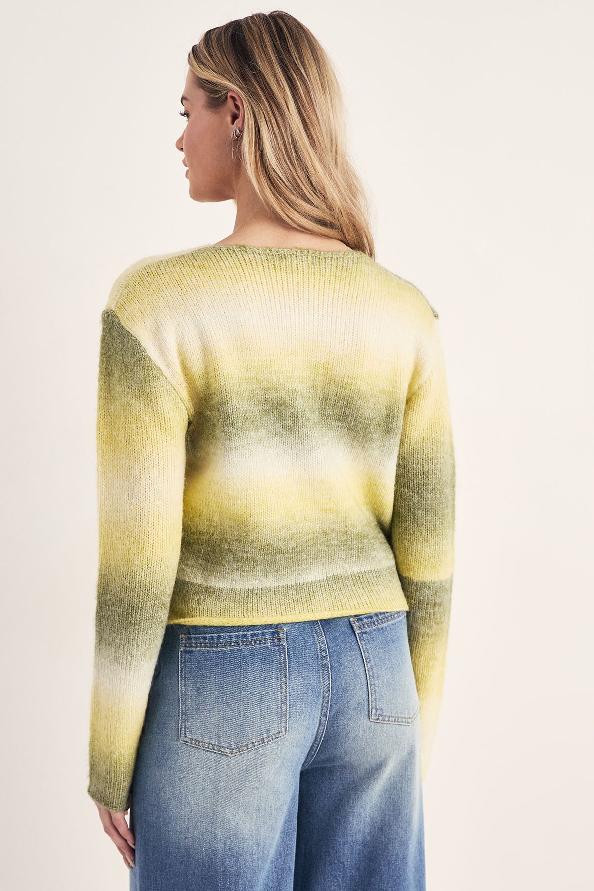 NastyGal Knitted Stripe Ombre Cardigan Green image 4