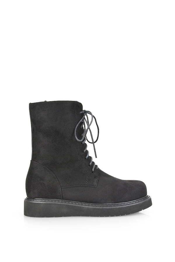 XY London 'Lizzo' Flat Chunky Sole Zip-Up Flatform Lace up Ankle Biker Boots