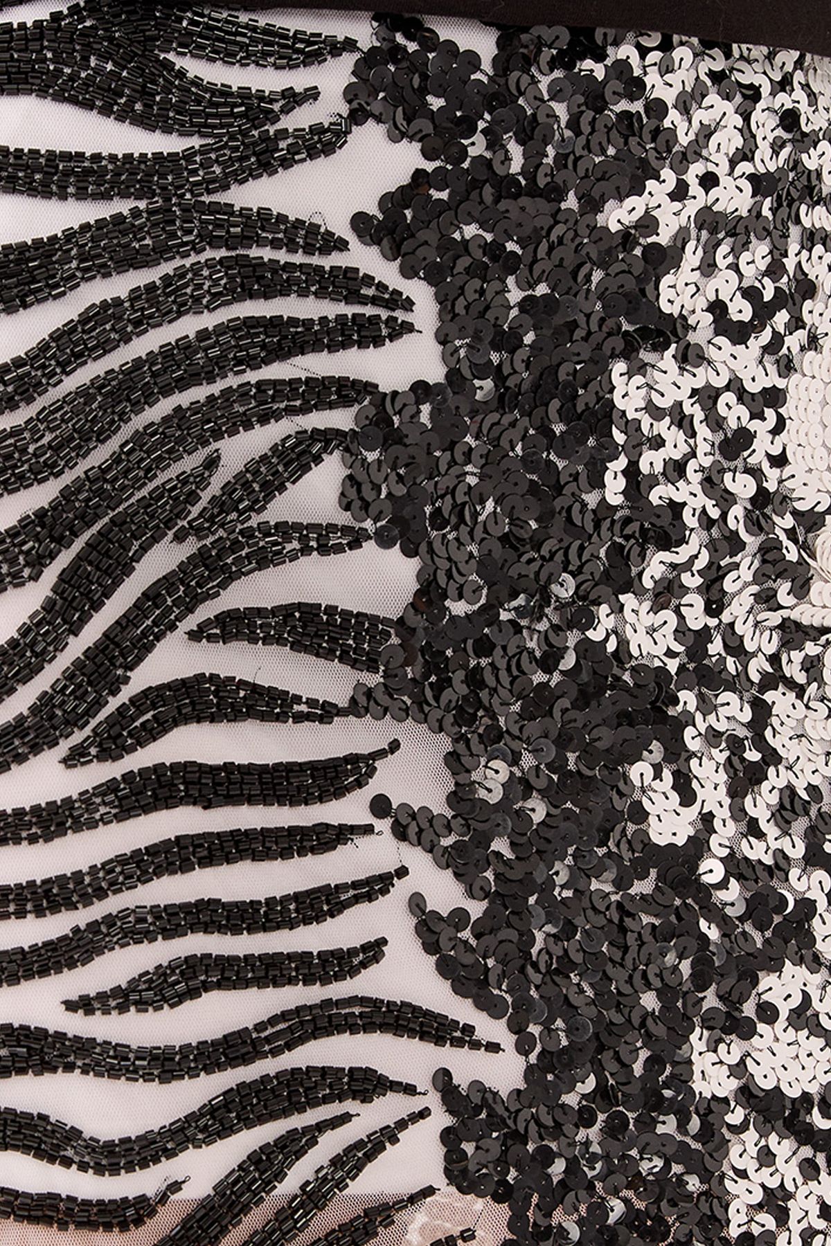 NastyGal Zebra Ombre Hand Embellished Mini Skirt Mono image 5