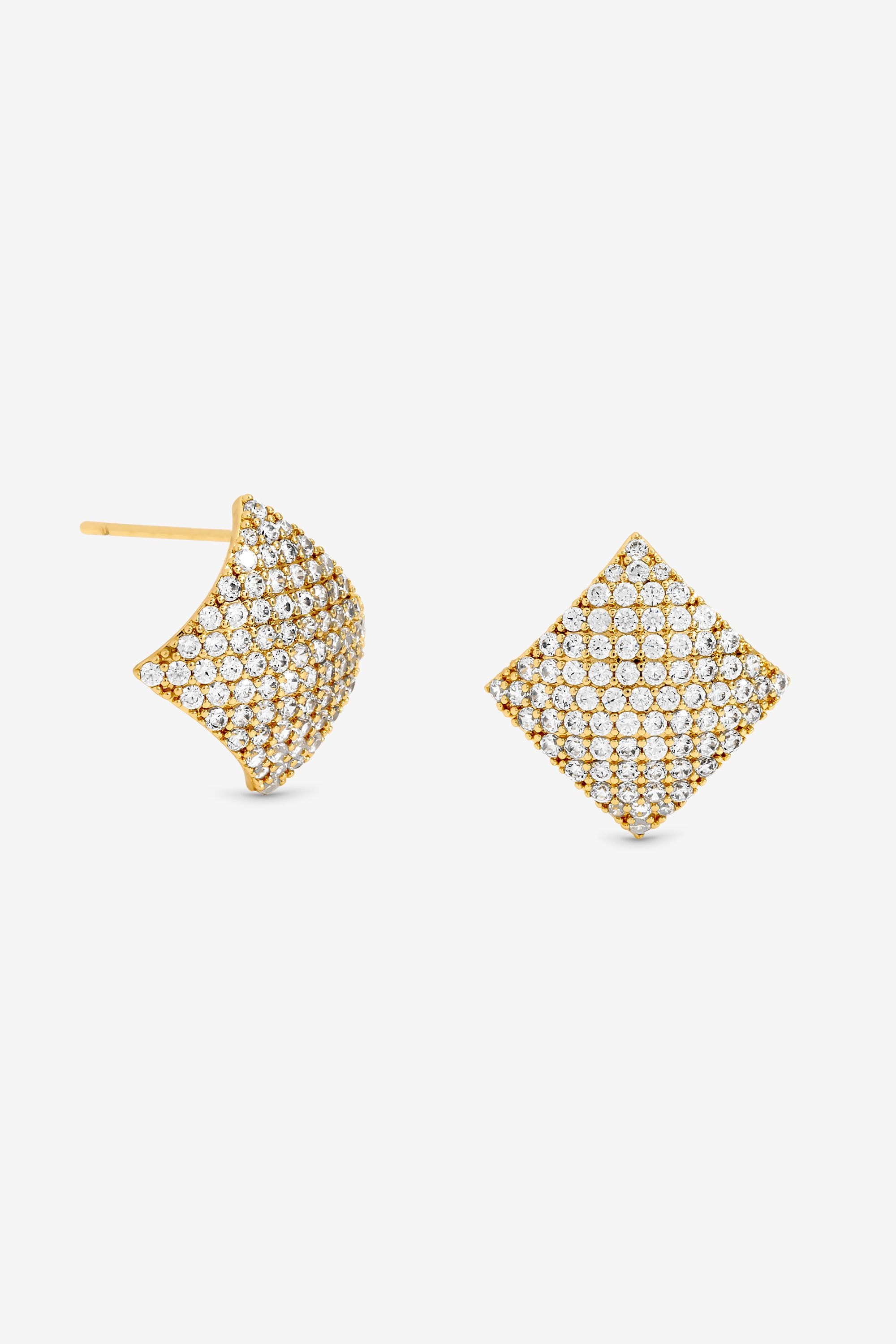 Jon Richard Gold Plated and Pave Diamond Shape Studs image 1