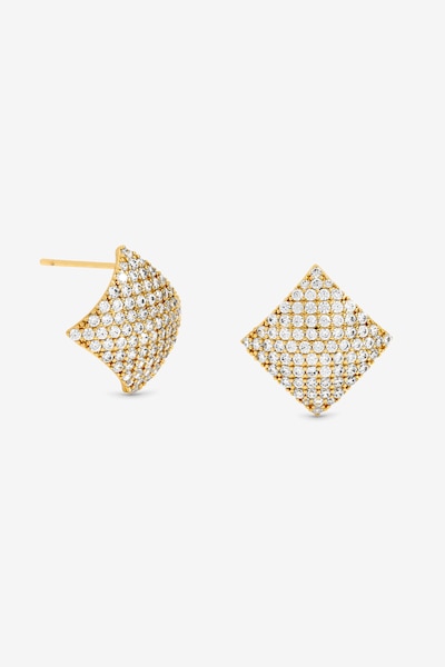 Jon Richard Gold Plated and Pave Diamond Shape Studs