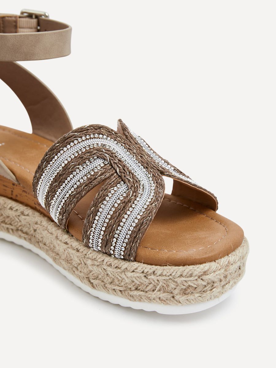 Linzi River Taupe Nubuck Espadrille Inspired Platform Wedge image 4