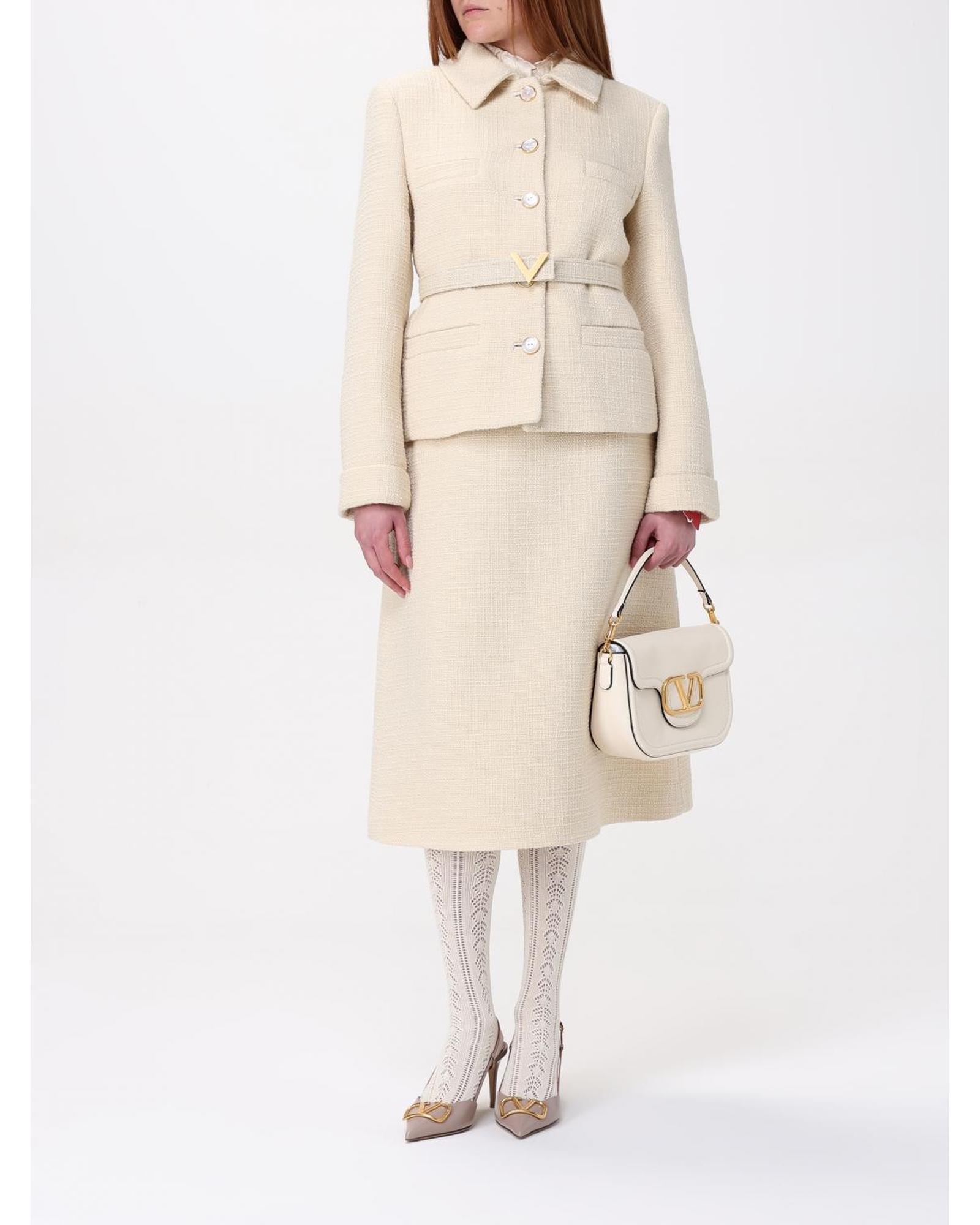 Valentino ALine Tweed Skirt Wo - Beige image 2