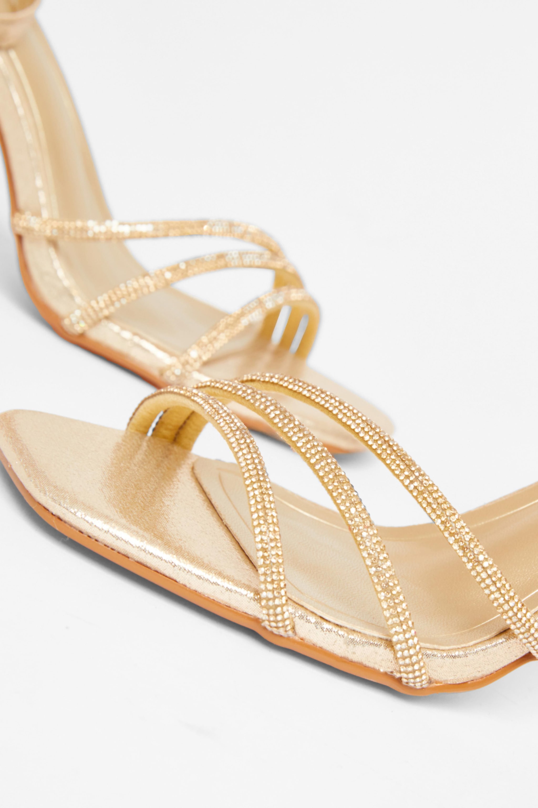 Quiz Gold Diamante Block Heels image 4