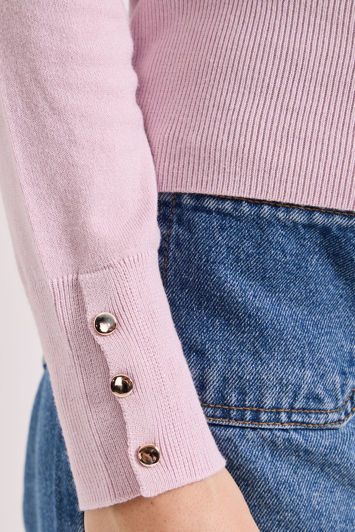 Dorothy Perkins Blush Crew Neck Button Cuff Jumper Blush image 5