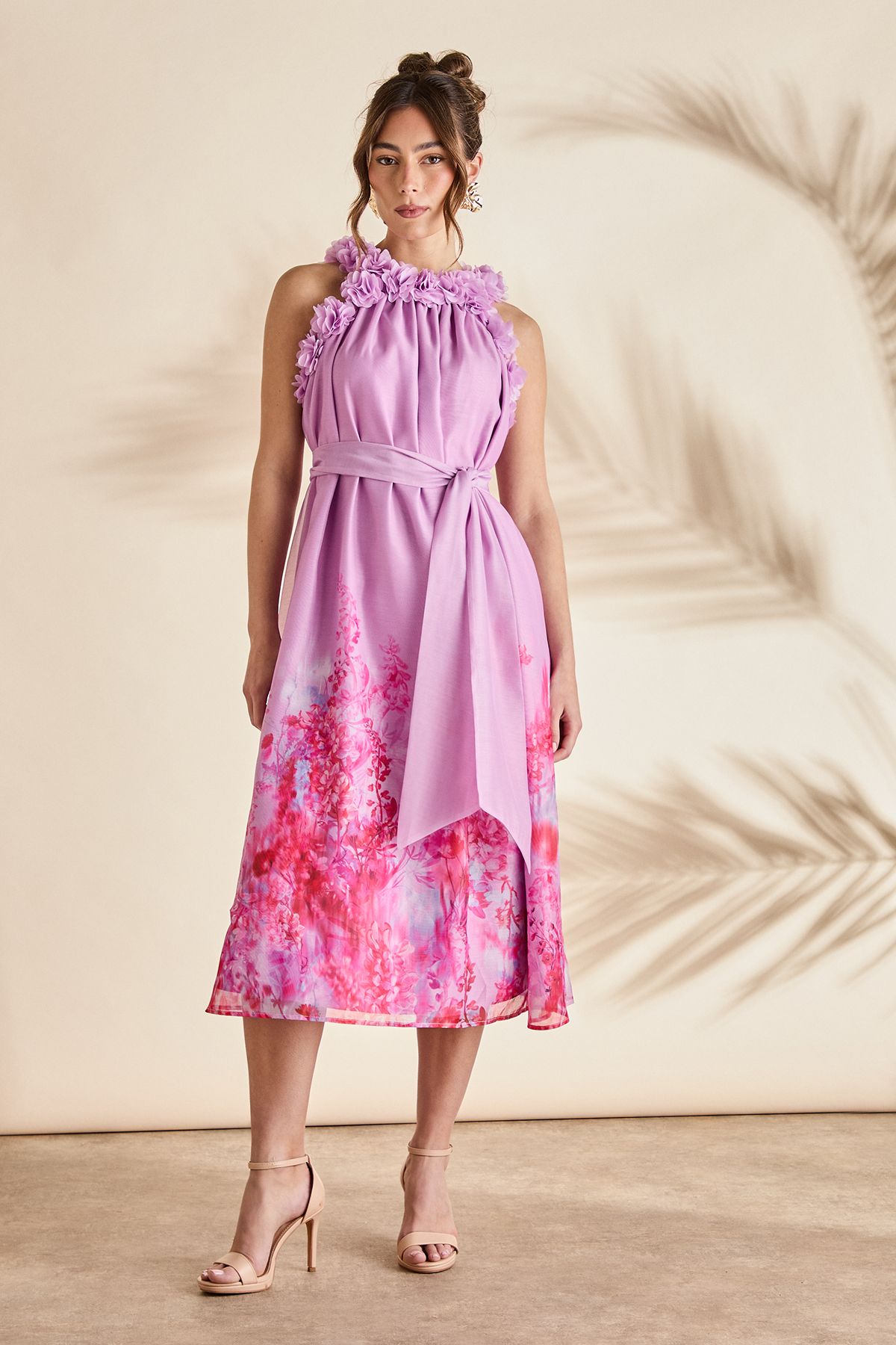 Coast Floral Edge Printed Trapeze Midi Holiday Dress Multi image 1