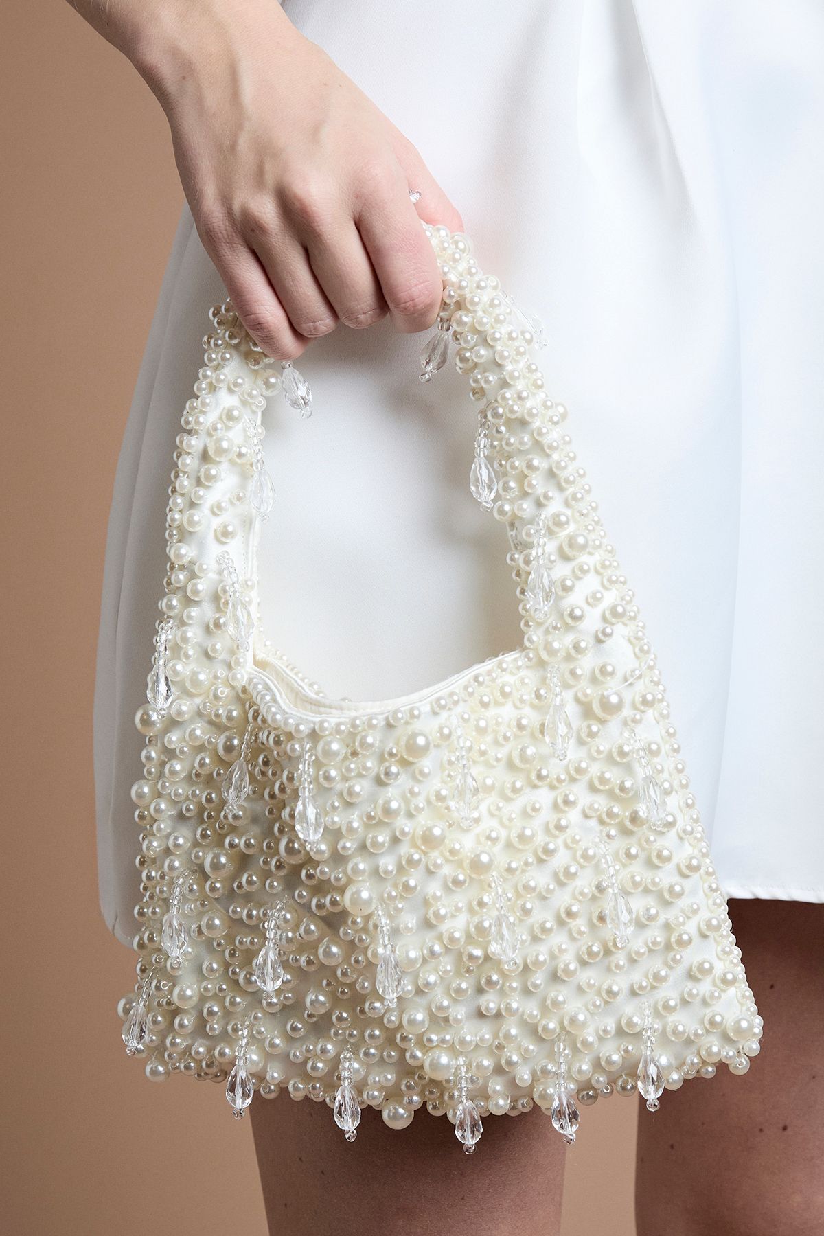 Coast Bridal Edie Pearl Detail Shaped Shoulder Bag Ivory image 2
