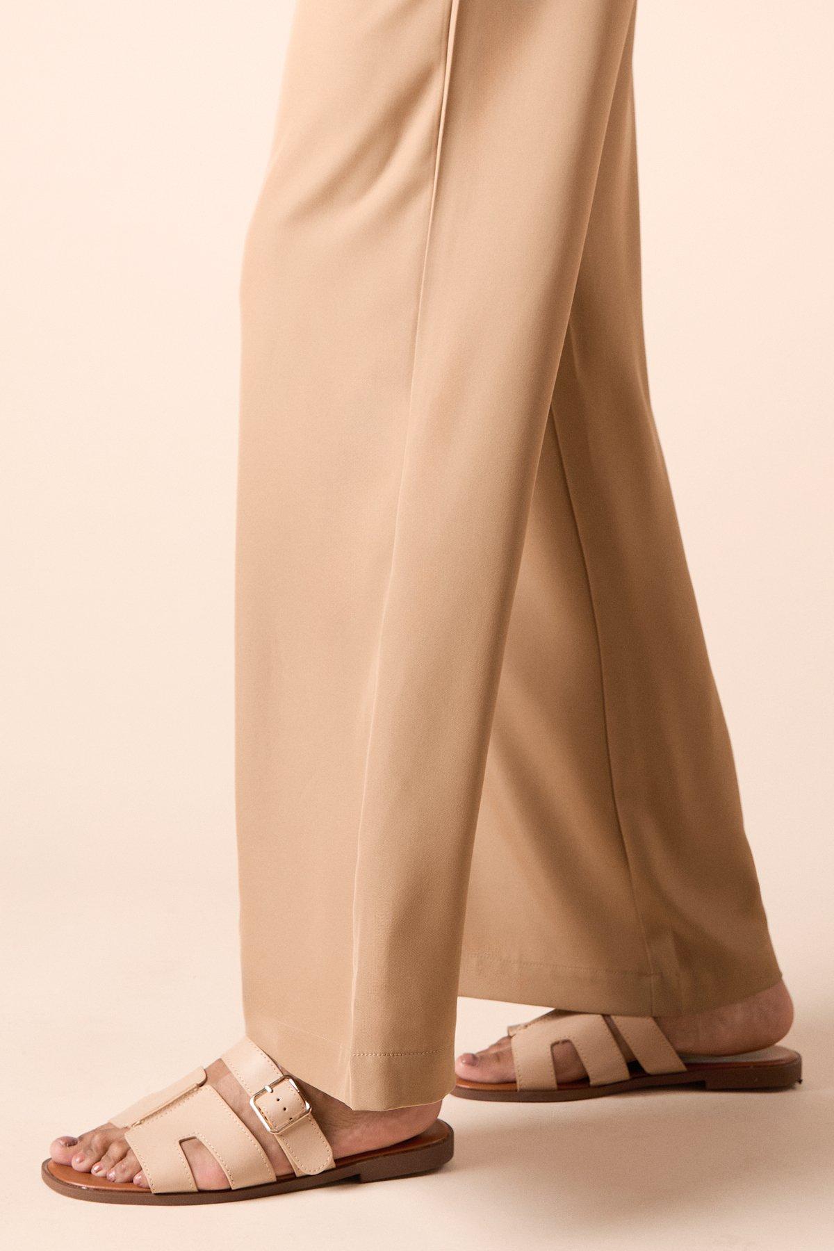 Dorothy Perkins Finley Faux Leather Buckle Detail Padded Sock Sliders Beige image 4