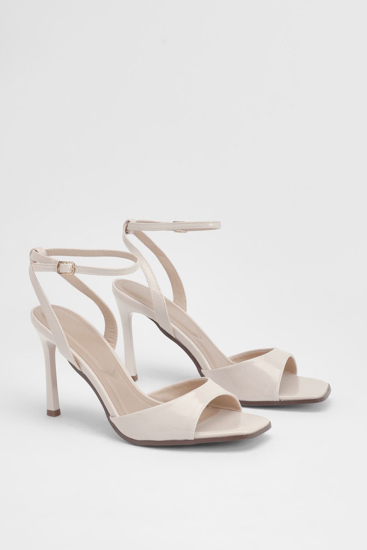 MissPap Faux Leather Stiletto Heel Sandals Nude