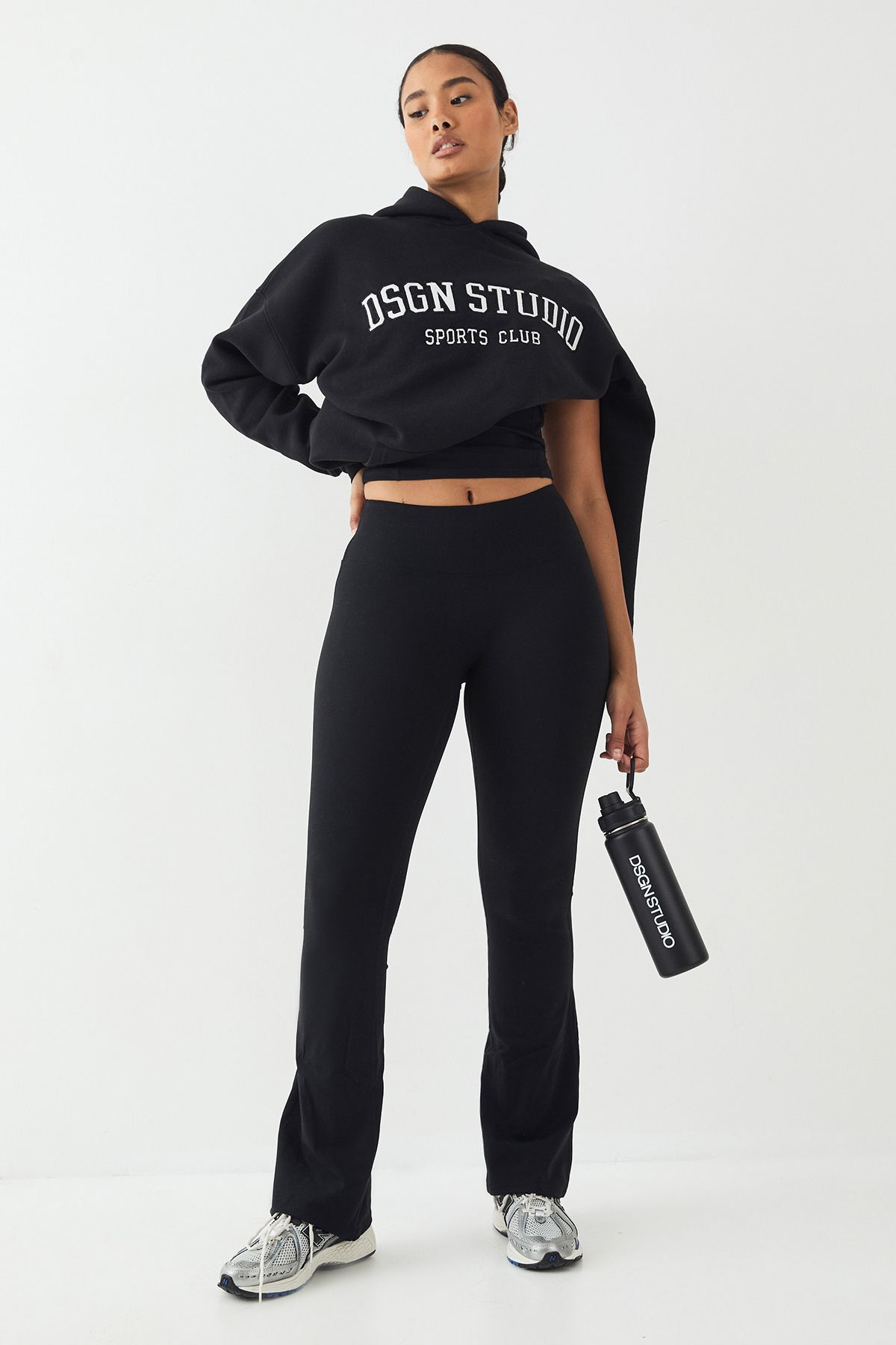 DSGN Studio DSGN Studio Petite High Waist Ultra Sculpt Yoga Flared Legging Black image 1