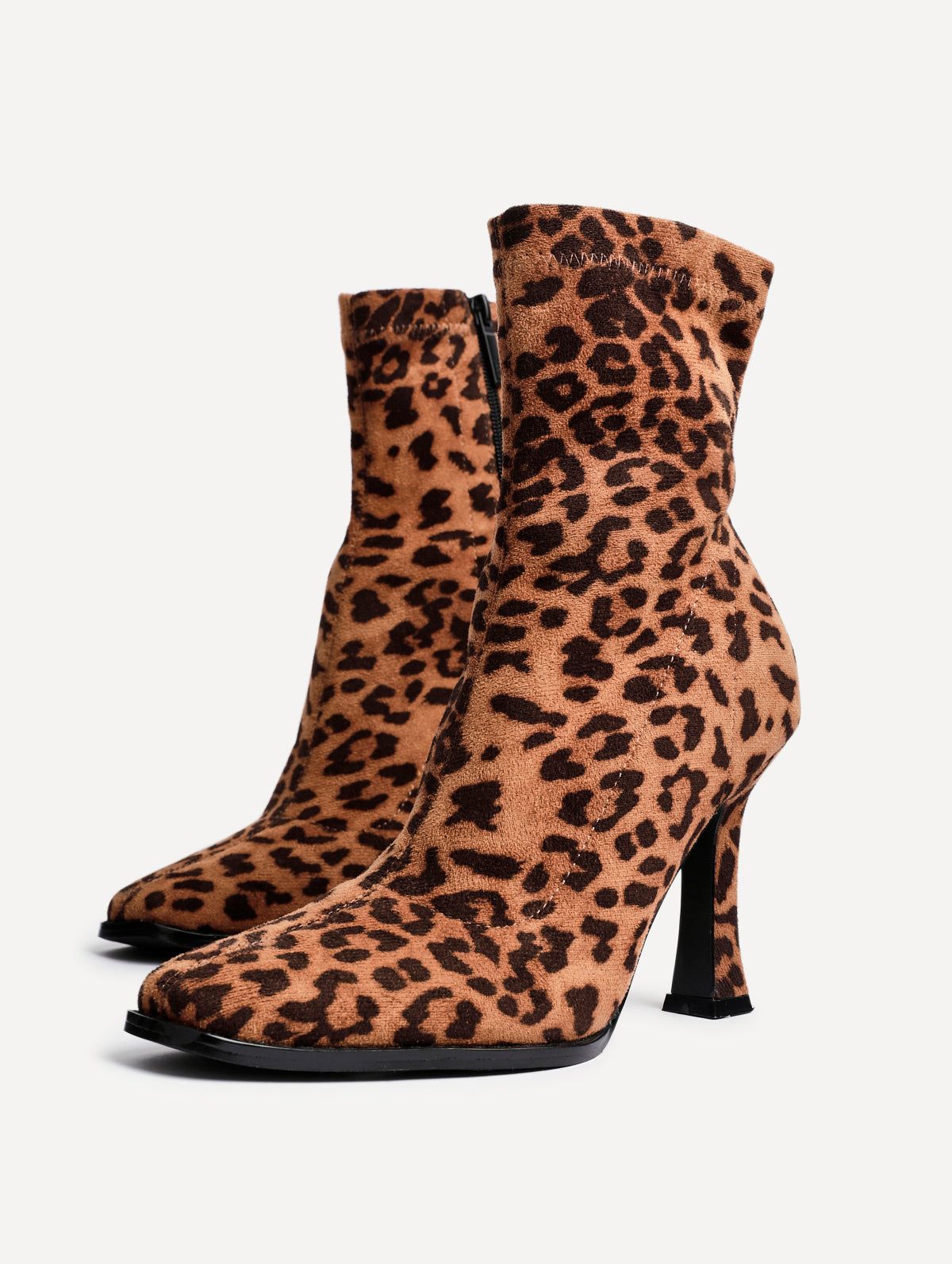 Linzi Noelle Leopard Print Square Toe Heeled Sock Boot image 5