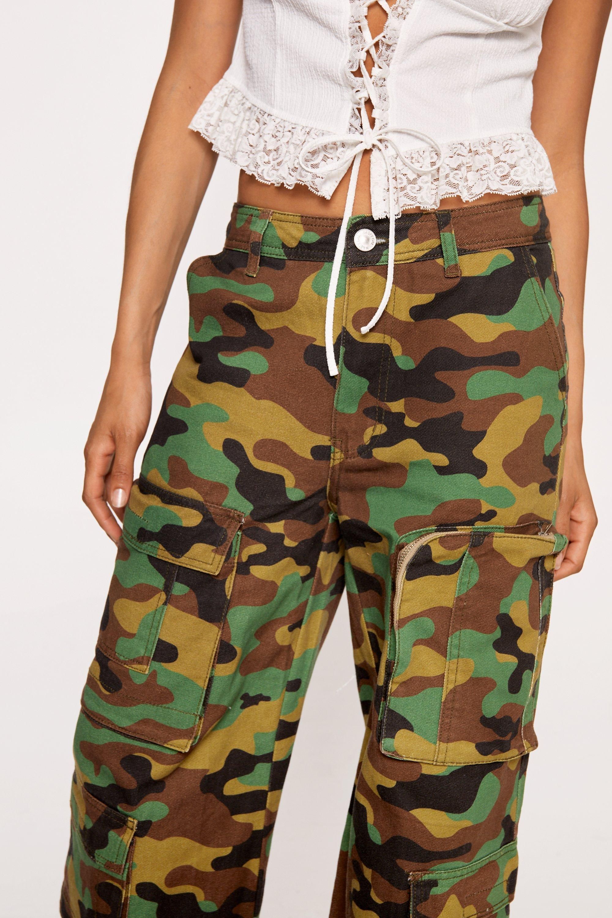 NastyGal Pocket Detail Camo Cargo Pants Camo image 3
