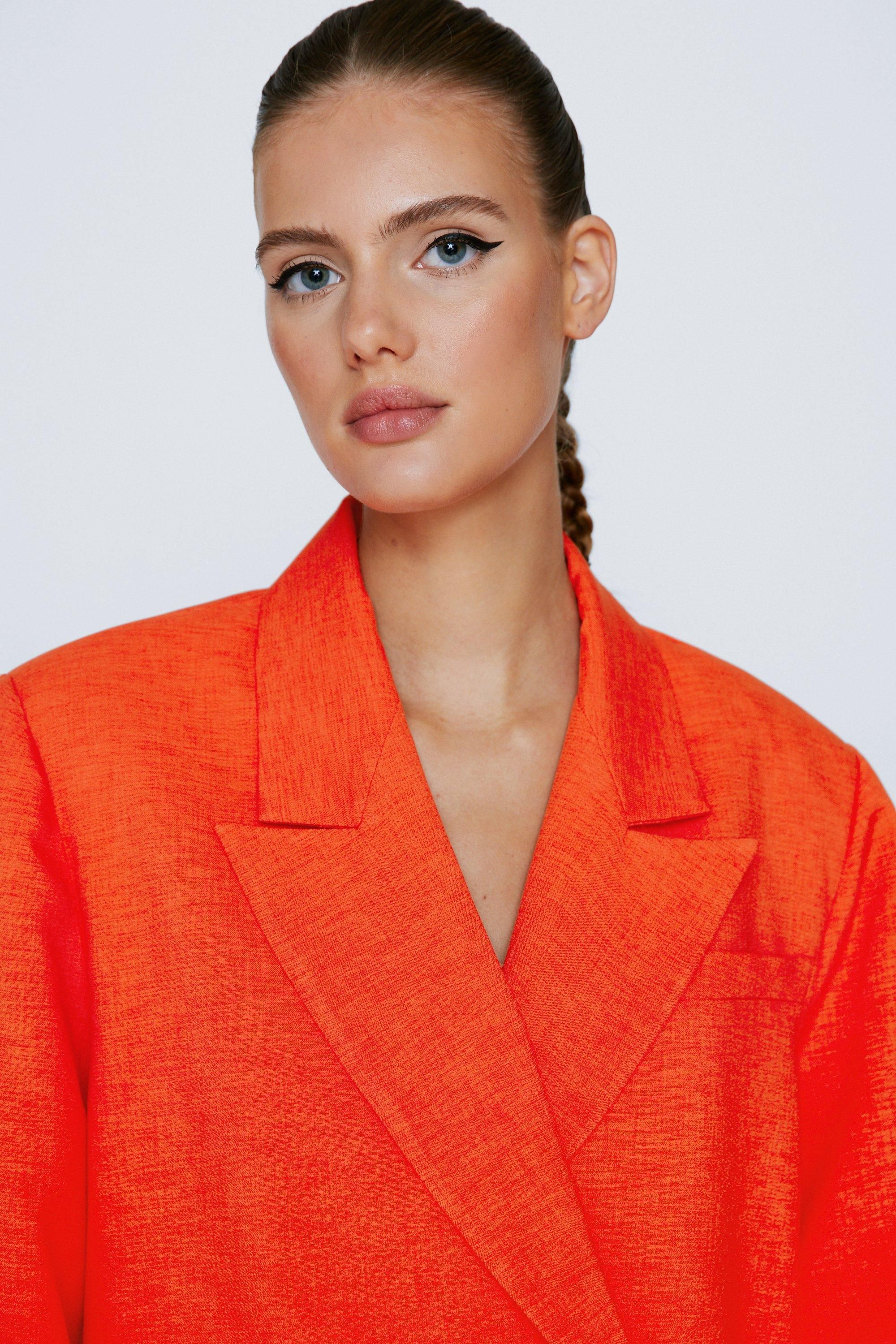 NastyGal Asymmetric Single Breasted Blazer Orange image 2