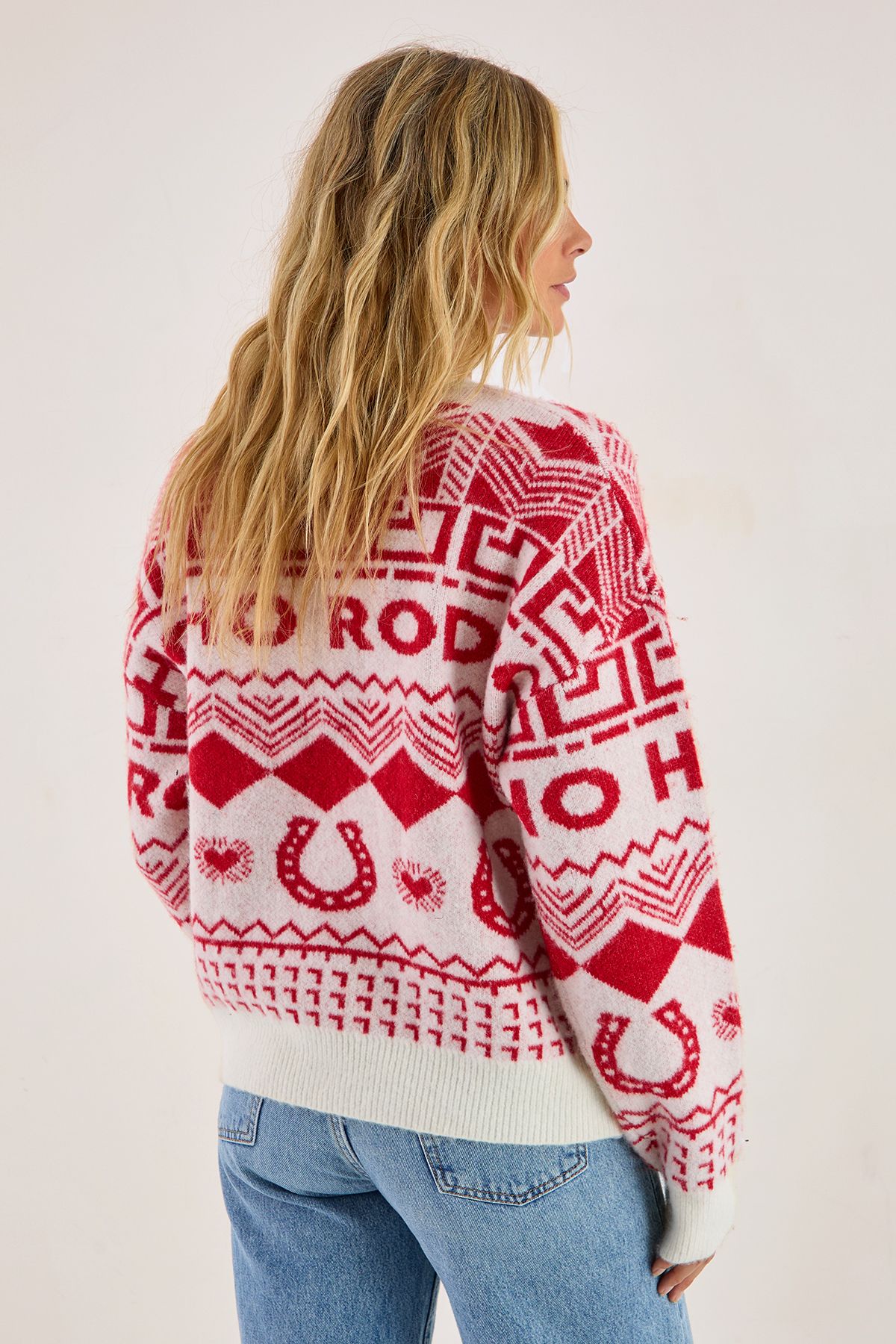 NastyGal Christmas Ho Ho Rodeo Knitted Jumper White image 4