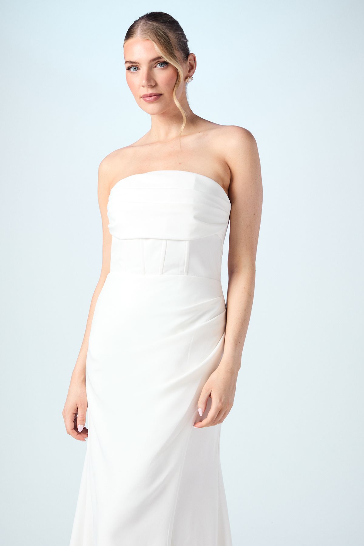 Coast Crepe Corset Fishtail Wedding Dress With Puddle Ivory image 2