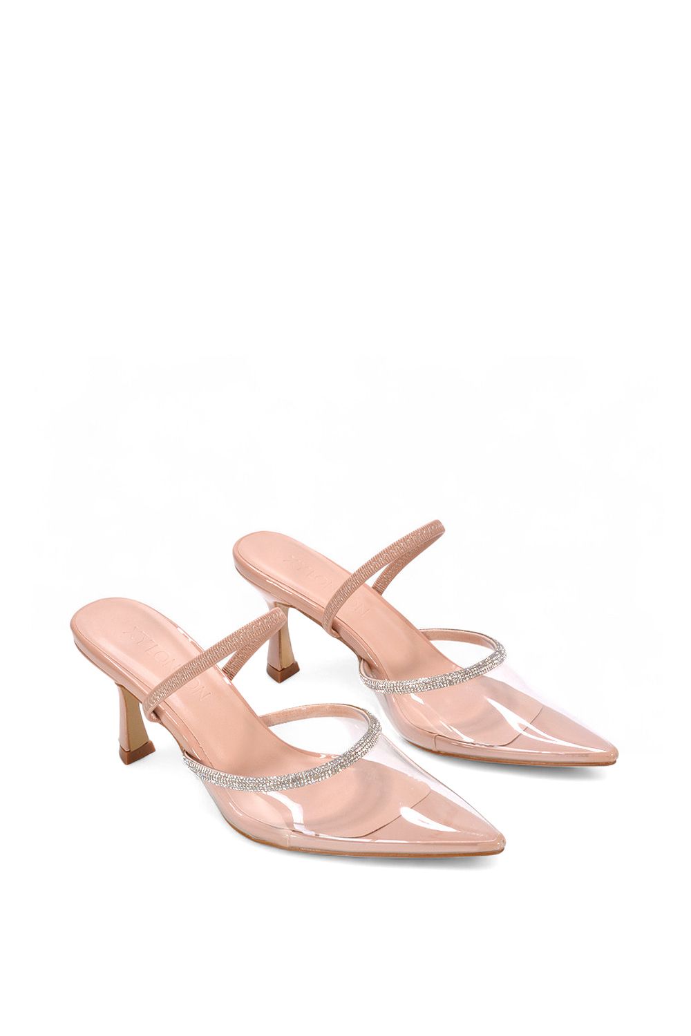 XY London 'Carlene' Diamante Trim Pointed Toe Mid Stiletto Heel Court Heels image 3