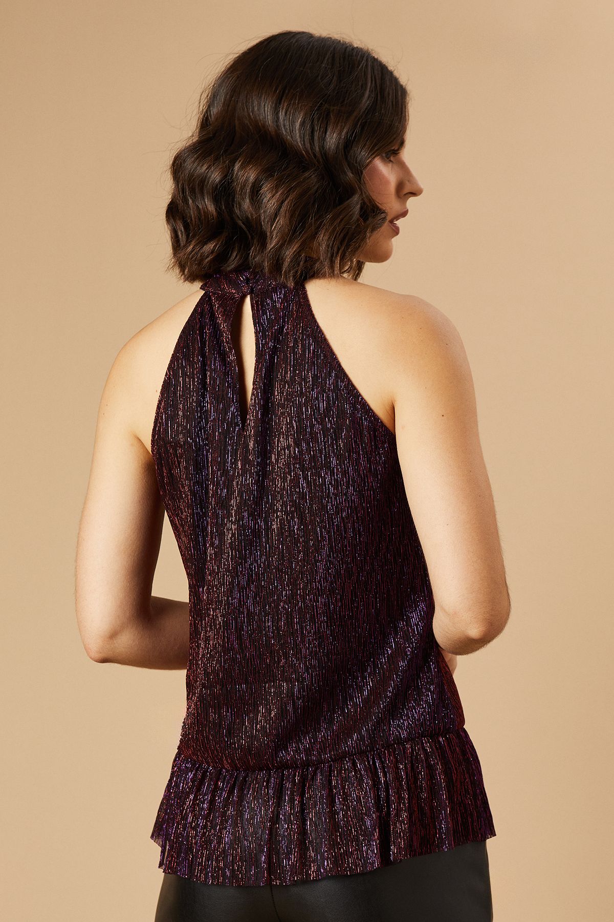 Oasis Occasion Plisse Halterneck Top Pink image 3