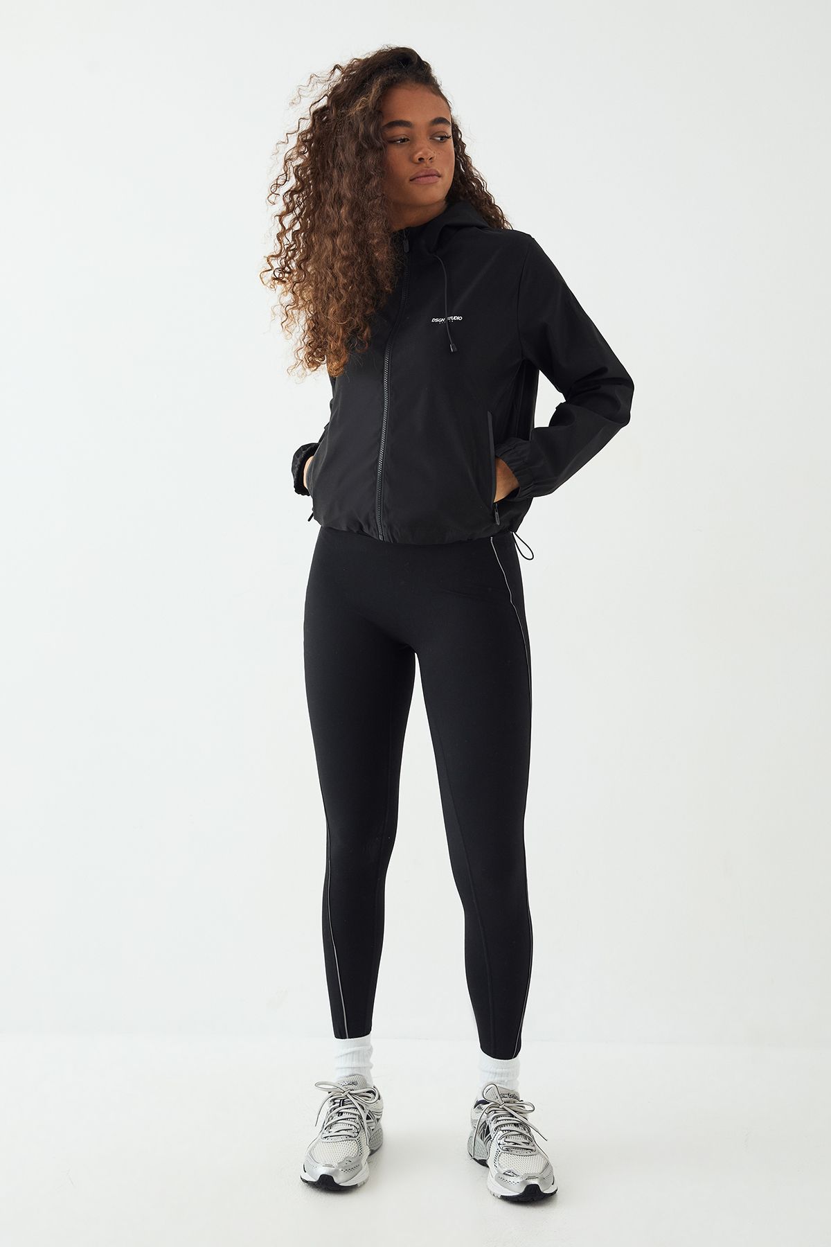 DSGN Studio DSGN Studio Reflective Zip Hooded Through Sports Jacket Black image 3