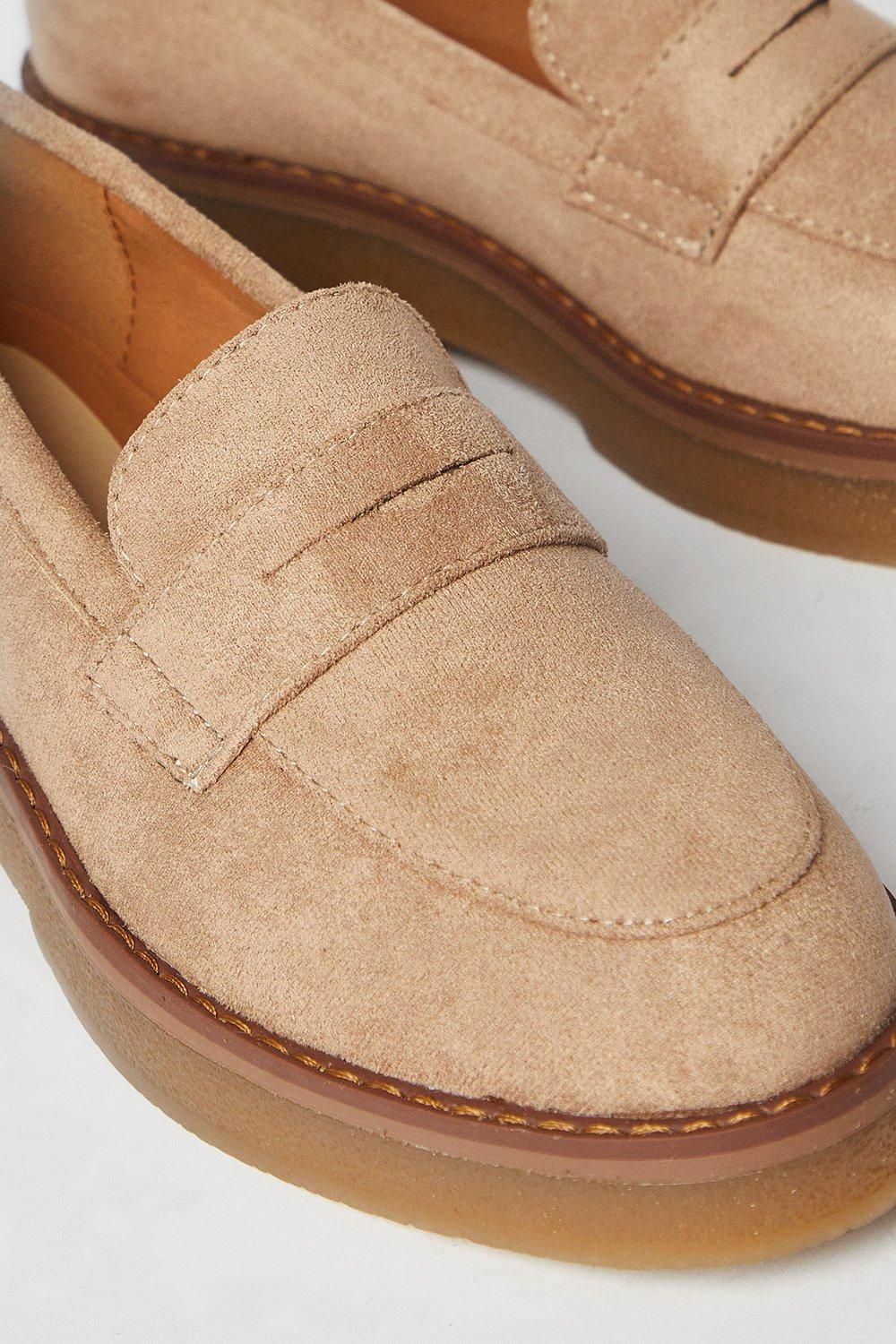 Oasis Buttercup Faux Suede Chunky Penny Loafers Natural image 4