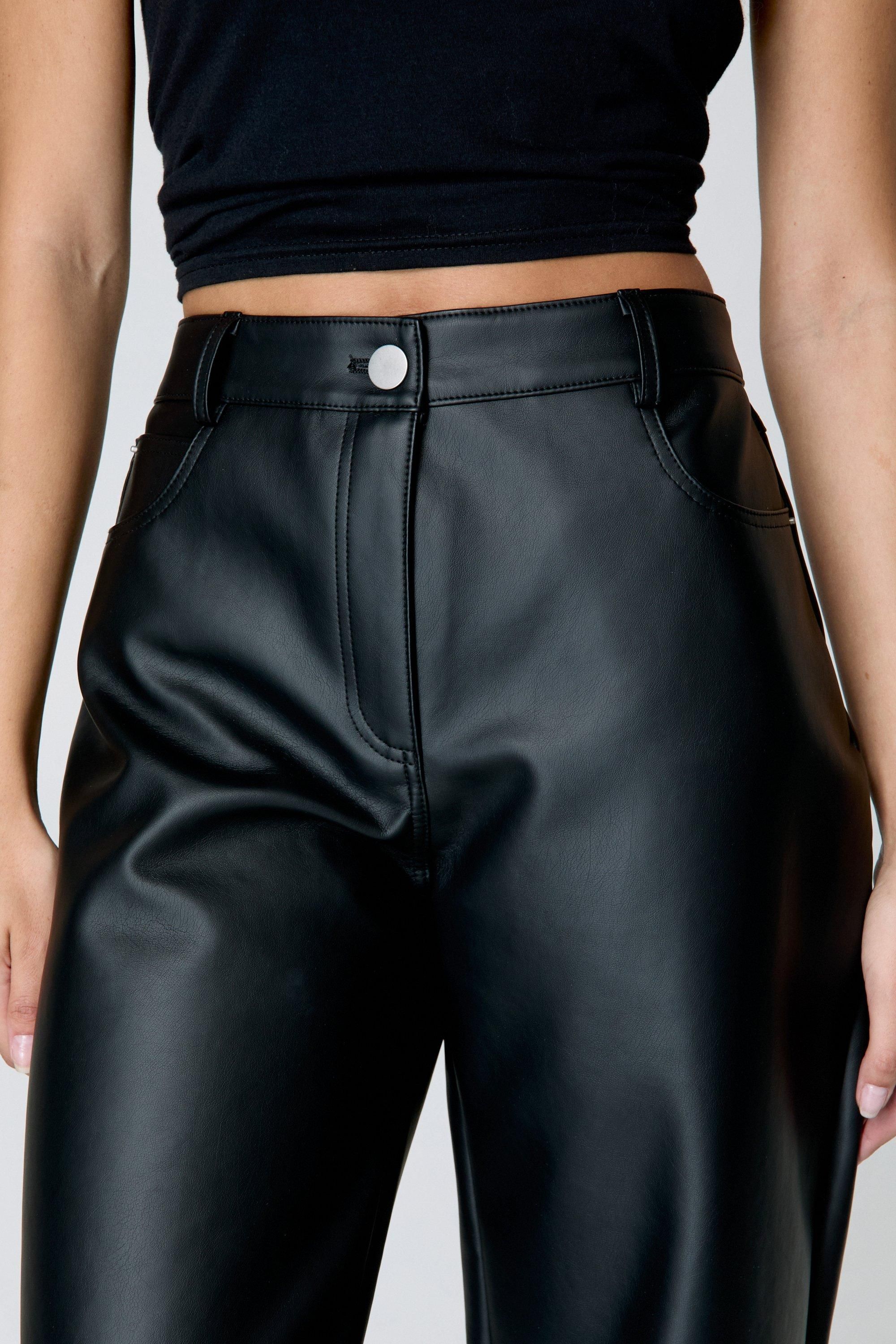 NastyGal Essentials Faux Leather Trouser Black image 2