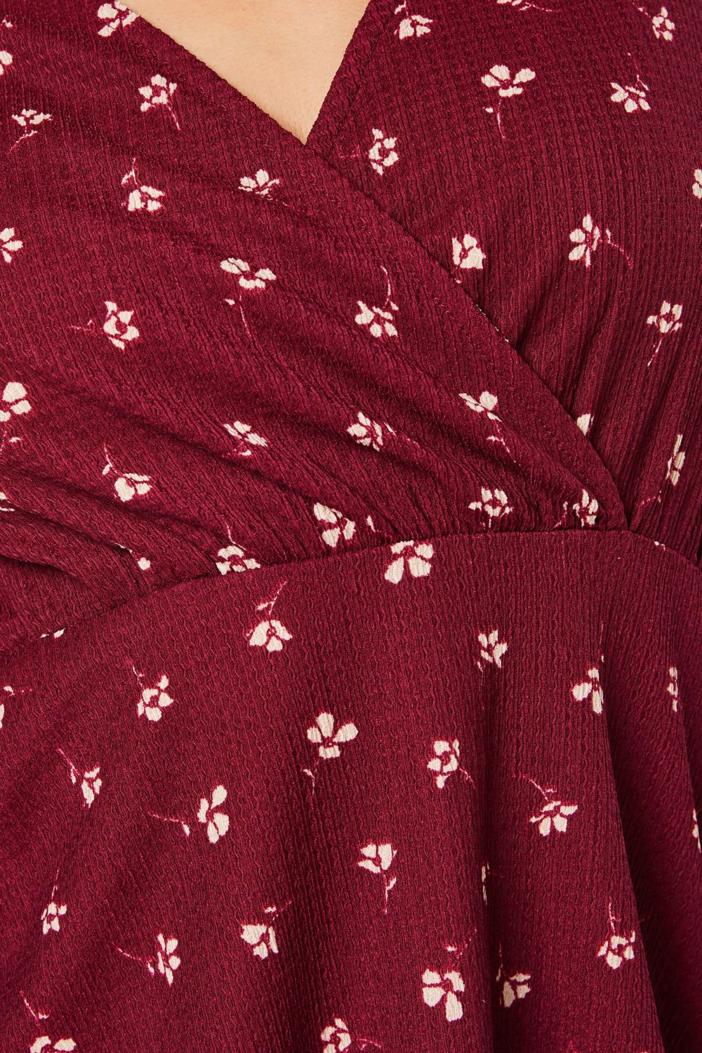Dorothy Perkins Burgundy Ditsy Wrap Long Sleeve Top Burgundy image 5