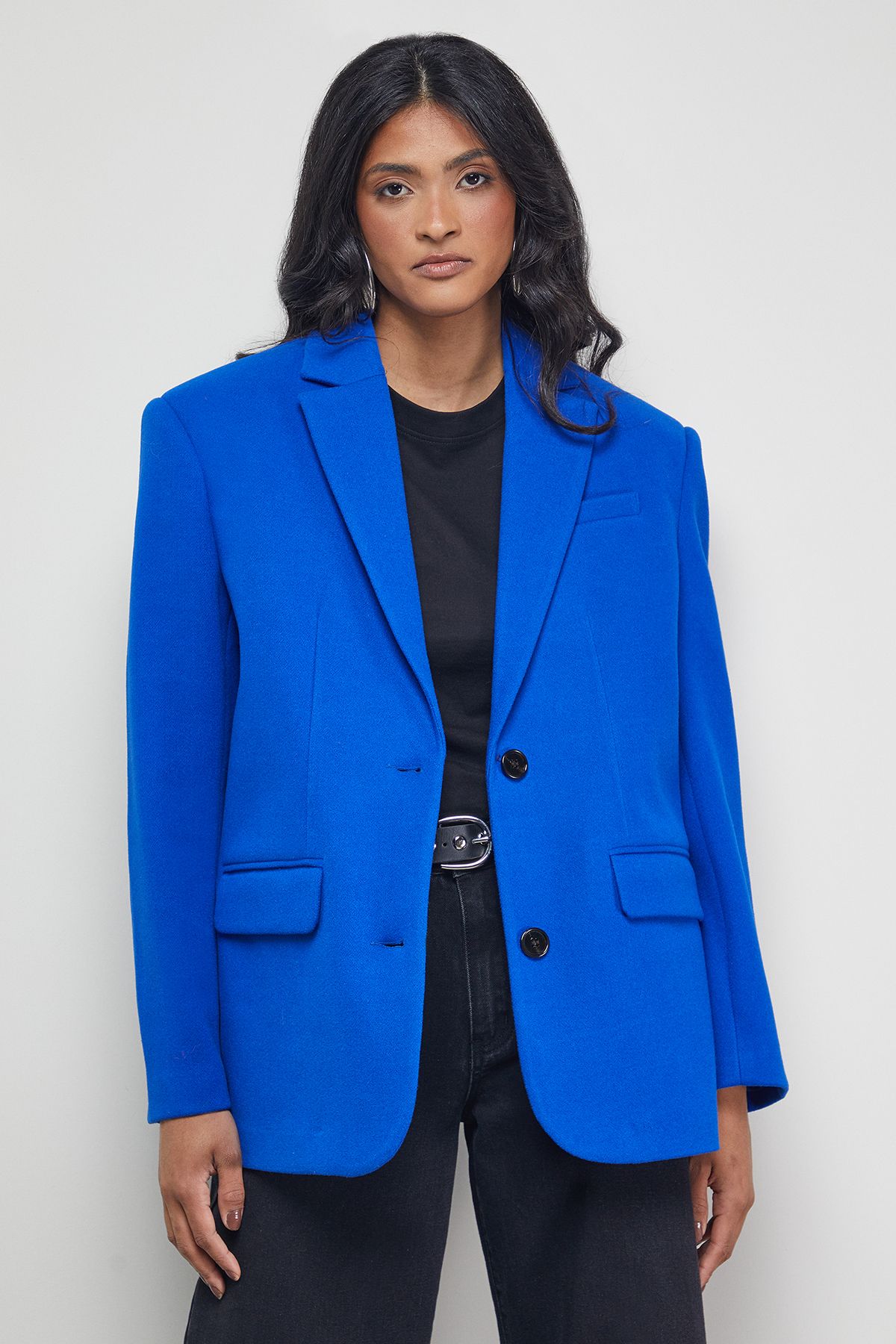 Warehouse Oversized Blazer Coat Dark Blue image 1