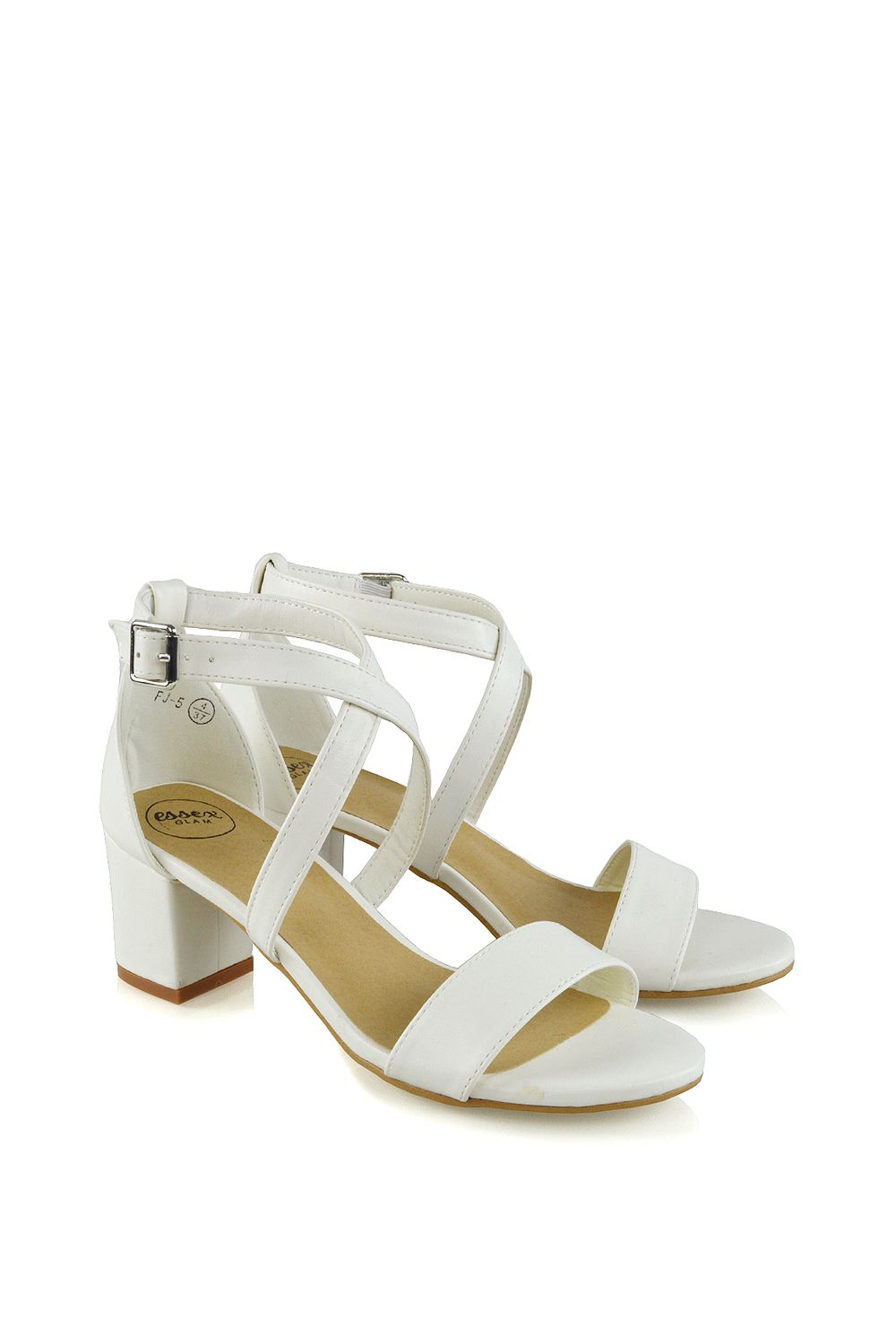 XY London 'Jordyn' Cross Over Buckle Strap Chunky Low Block Heels image 3