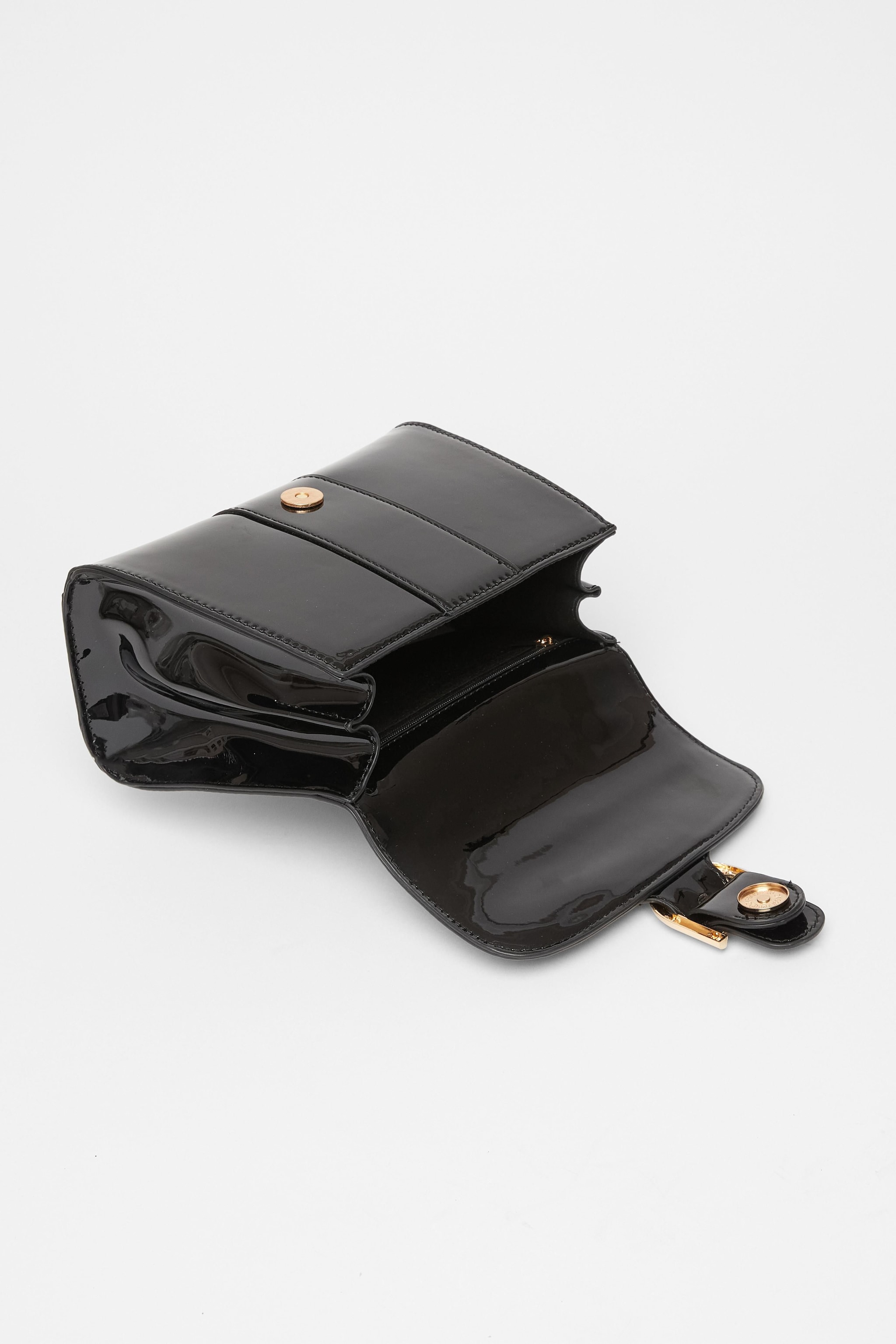 Quiz Black Patent Top Handle Bag image 2