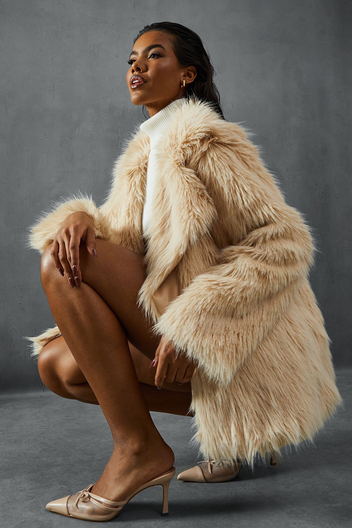 MissPap Pointed Mesh Bow Heels Nude image 2