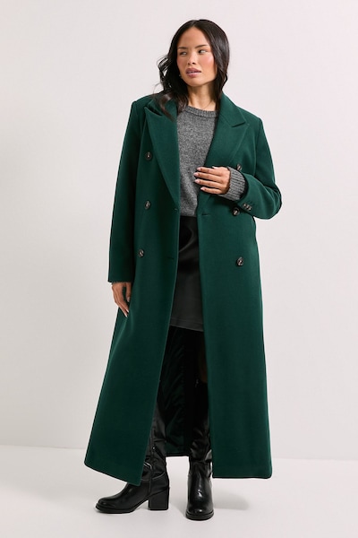 Dorothy Perkins Maxi Length Double Breasted Coat Green