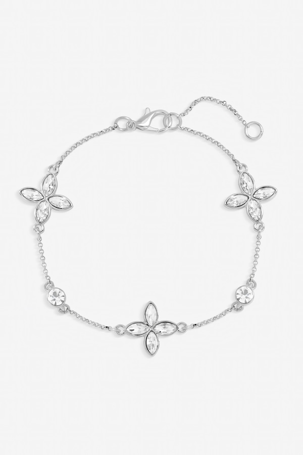 Jon Richard Silver Plated and Crystal Clover Bracelet