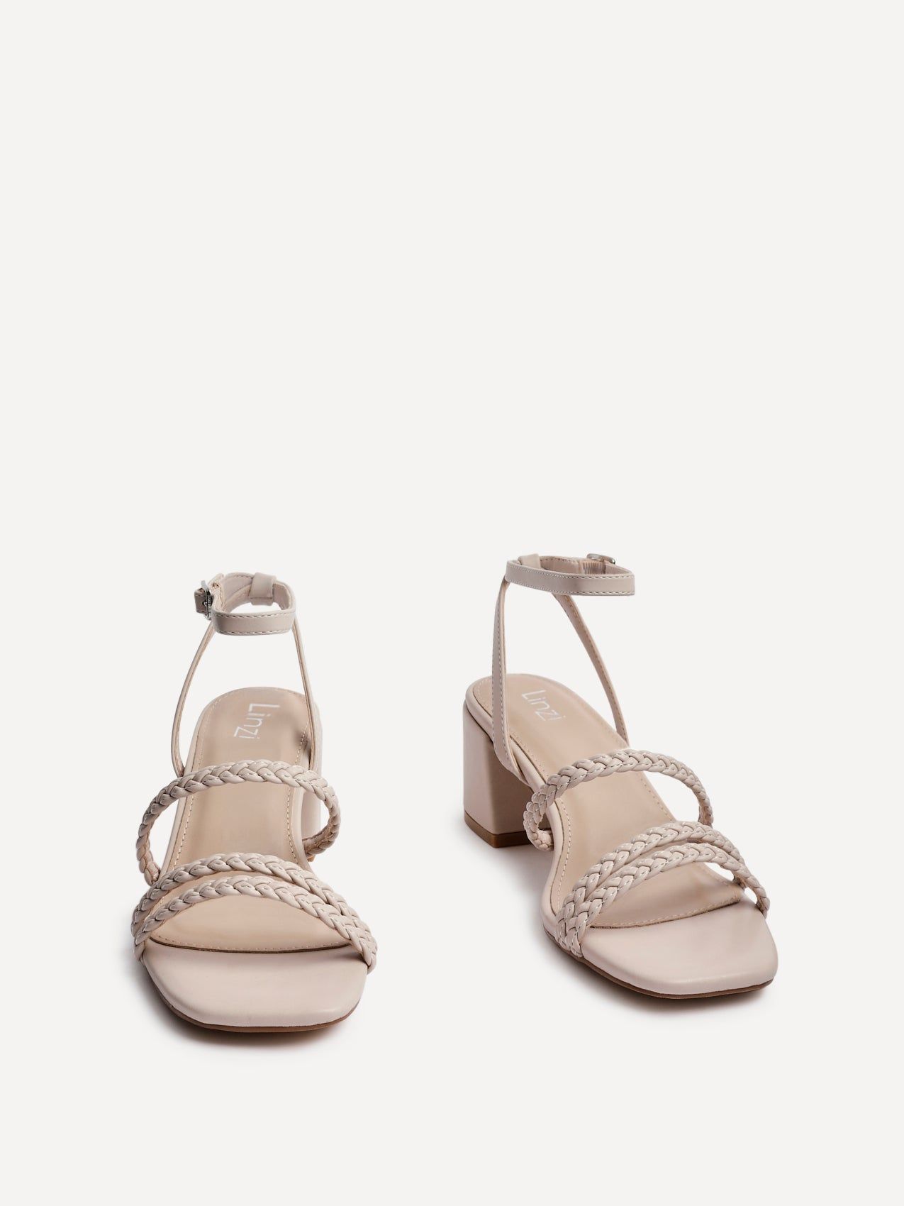 Linzi Hariette Nude Faux Leather Plaited Heels image 3