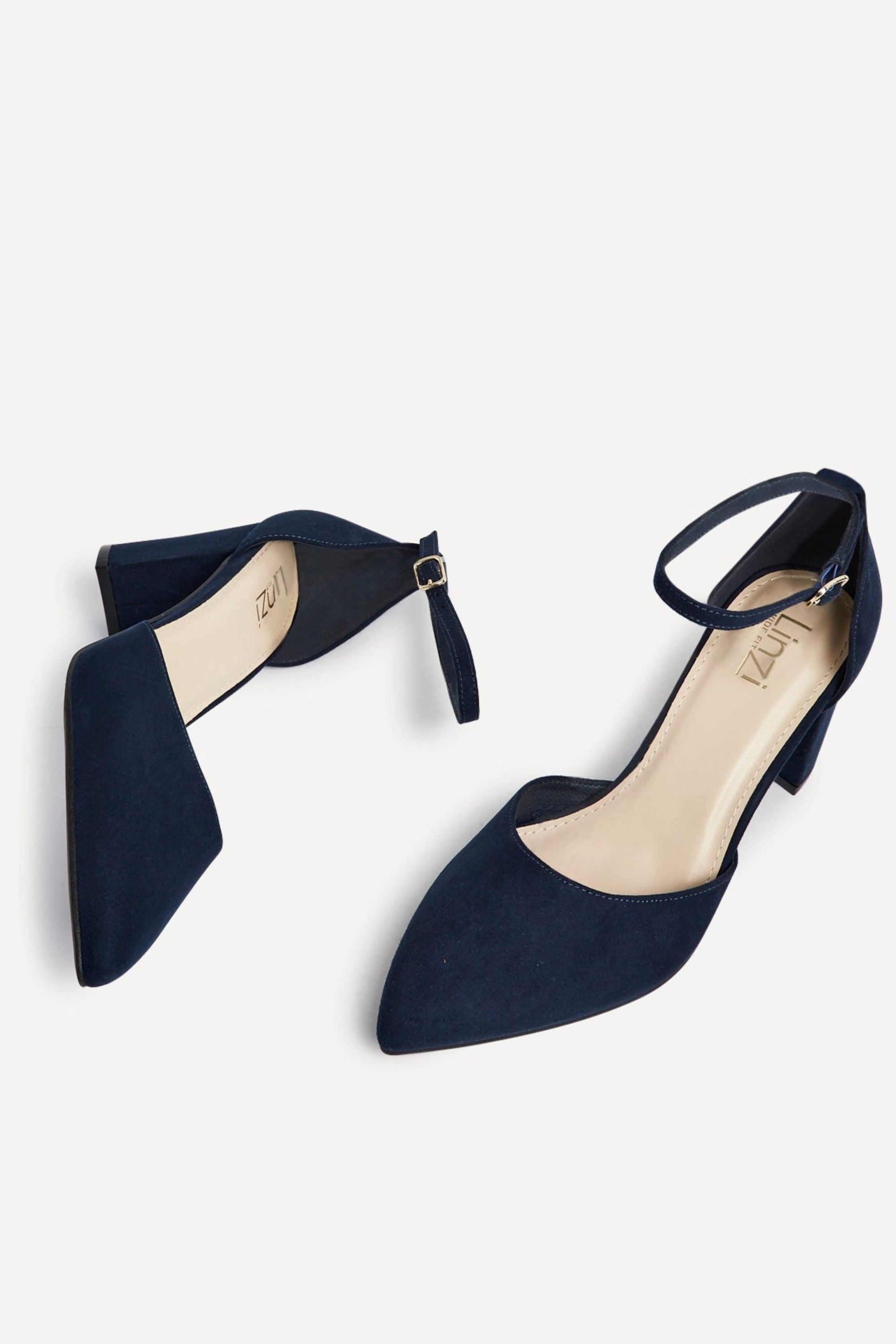Linzi Audley Wide Fit Navy Faux Suede Court Shoe image 5