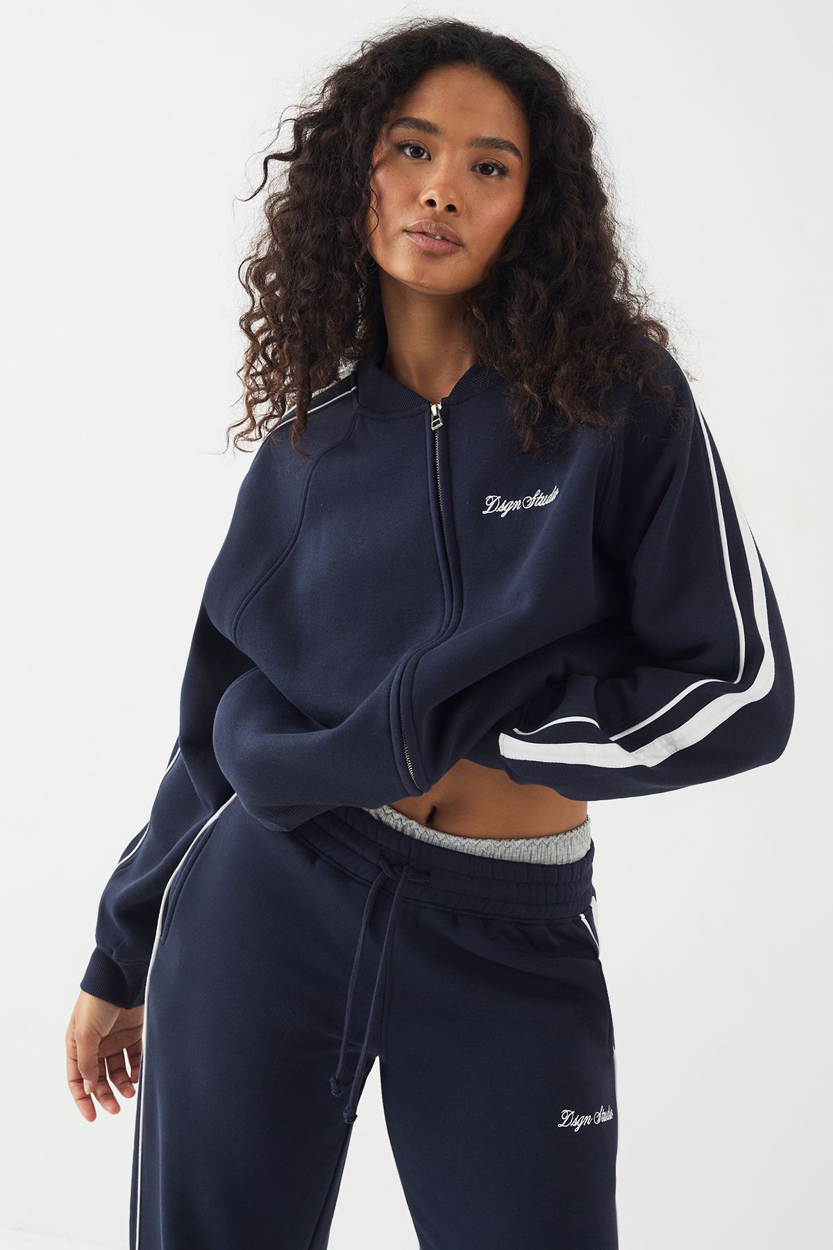 DSGN Studio DSGN Studio Embroidered Side Stripe Sweatshirt Navy image 1