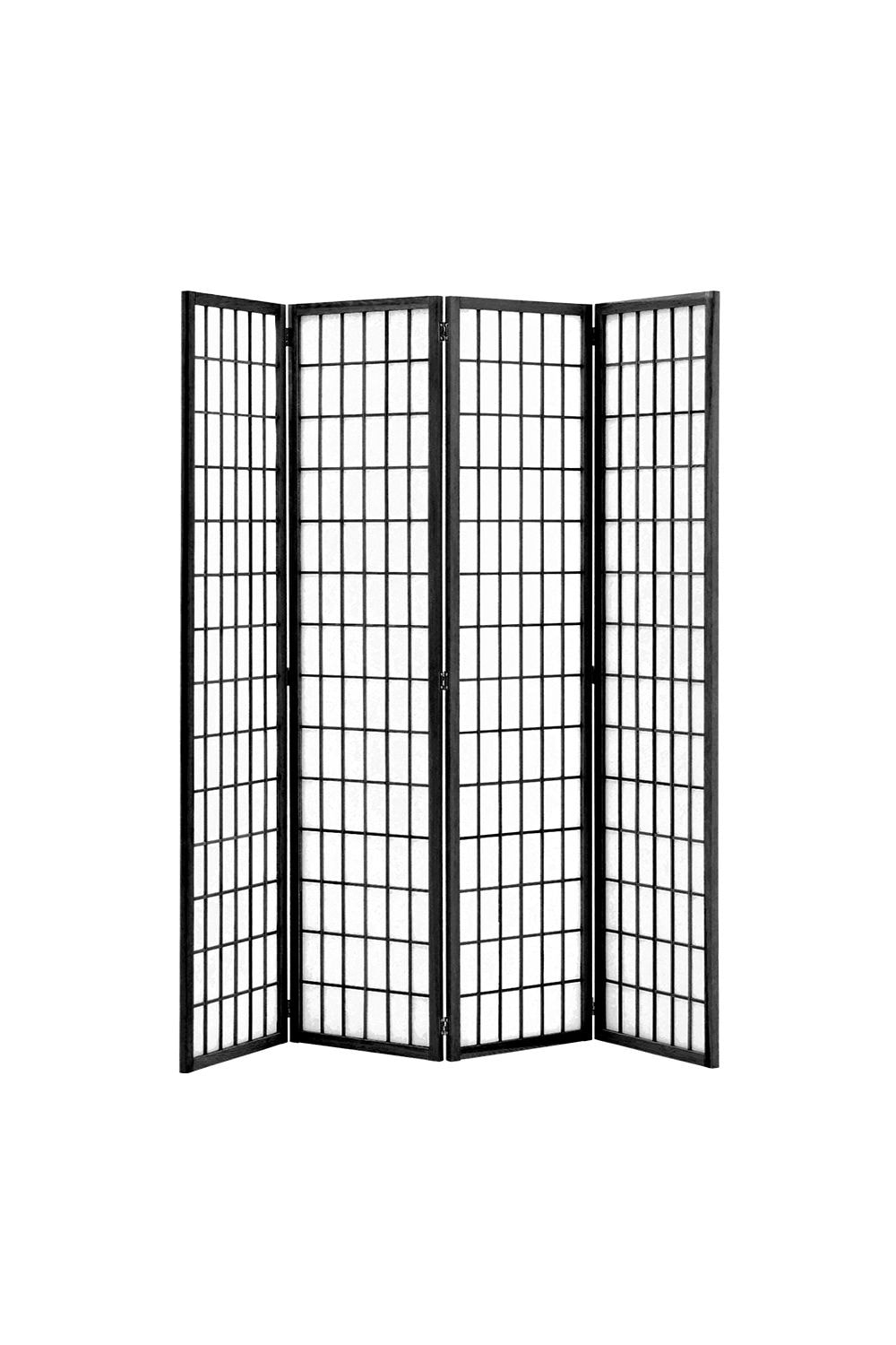 Living and Home 4-Panel Black Solid Wood Folding Room Divider Screen image 3