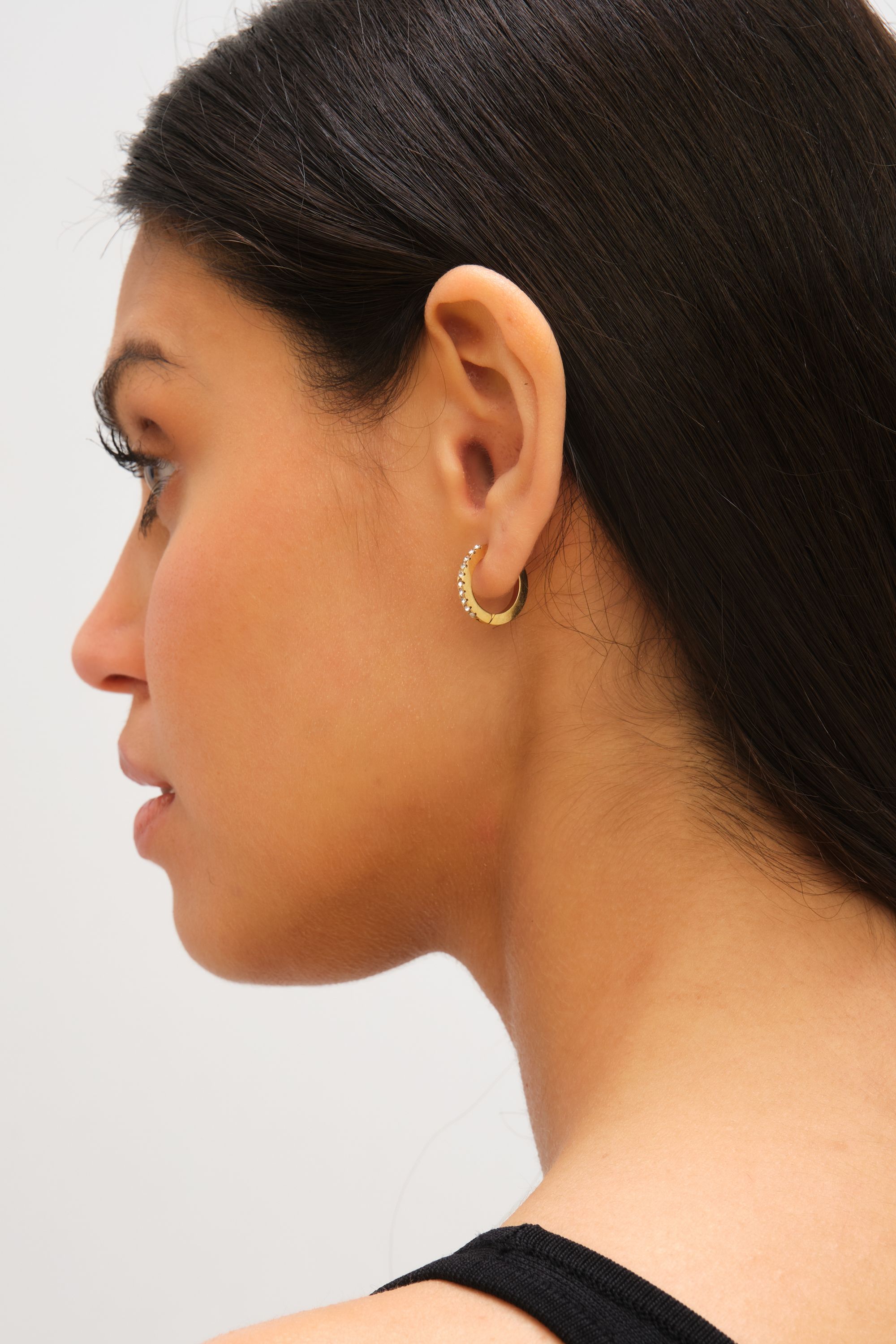 Jon Richard Waterproof Gold Plated Crystal And Polished Huggie Hoop Earrings image 2