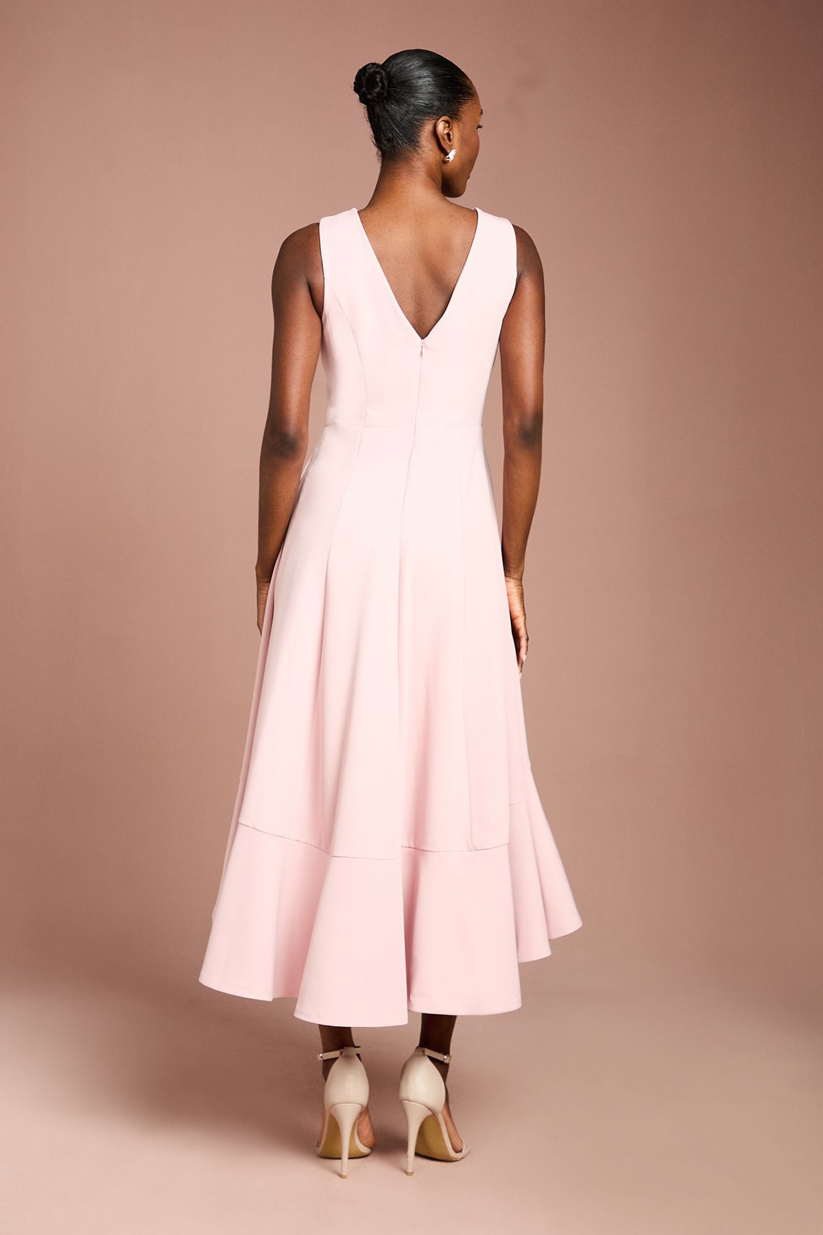 Coast Crepe Ruffle Dress With Low Back Blush image 3