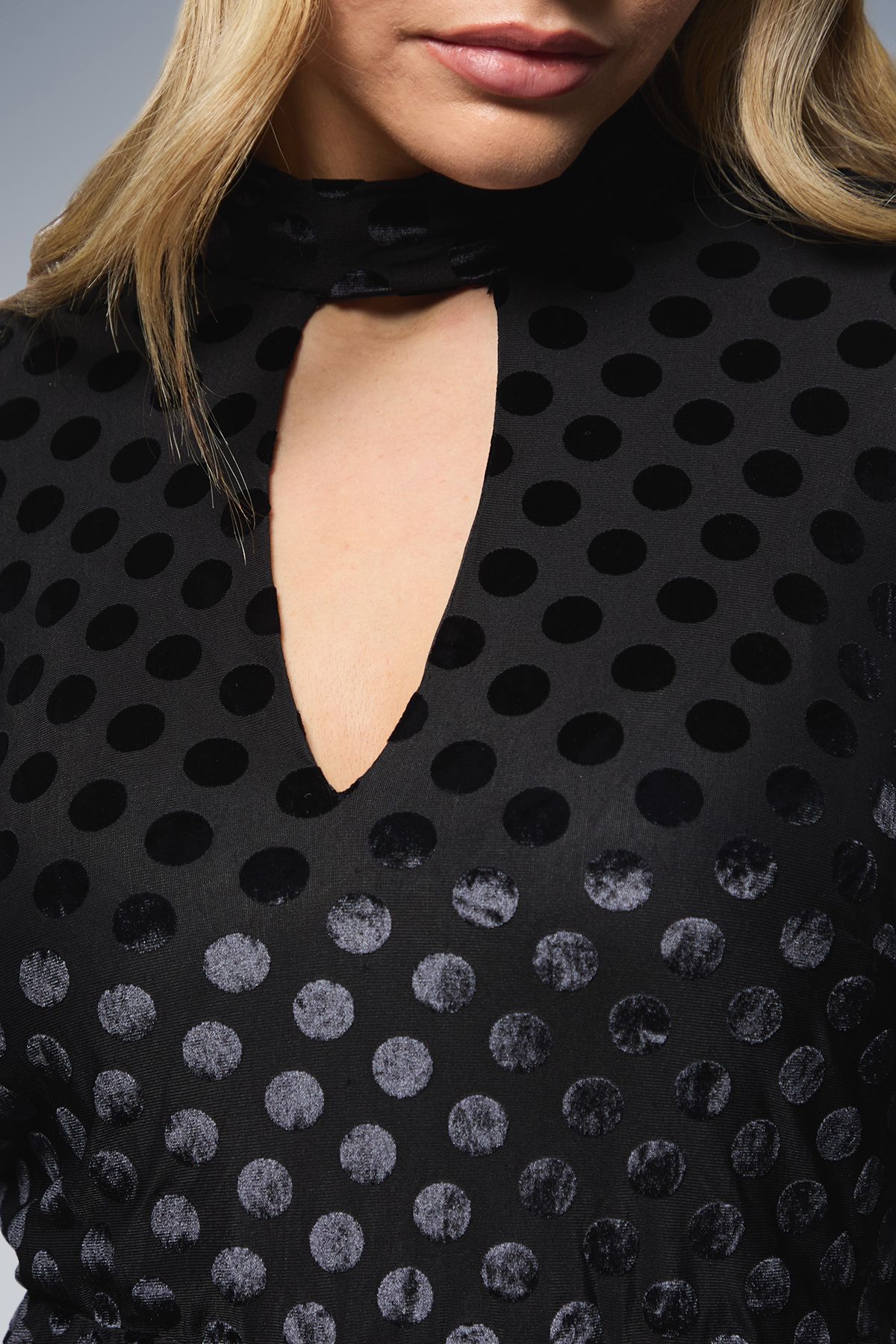 Dorothy Perkins Black Spot Devore Long Sleeve Mini Dress Black image 5