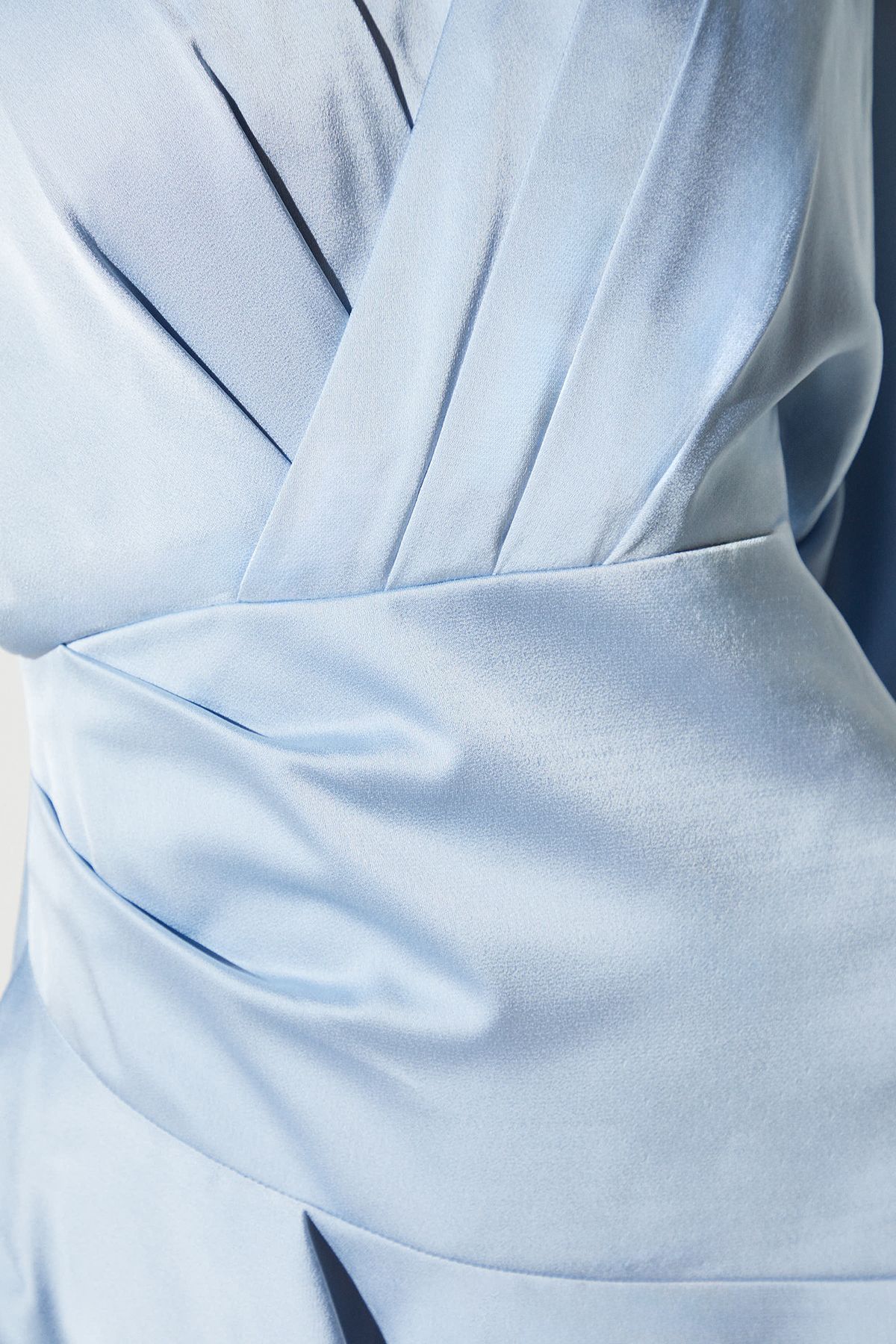 Coast Satin Back Crepe Ruffle Wrap Midi Dress Dusty Blue image 5