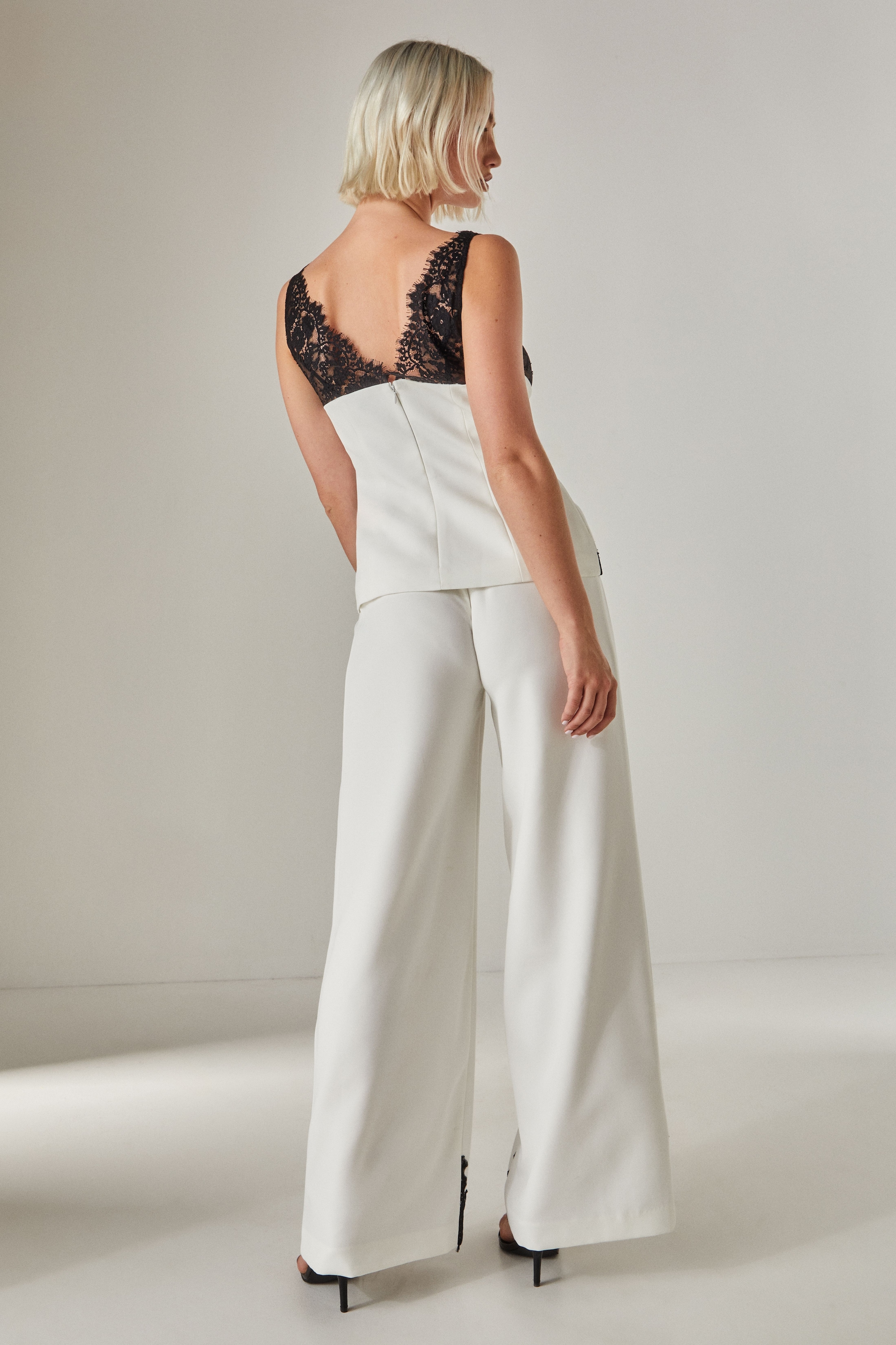 NastyGal Embroidered Contrast Lace Cut Out Tailored Top White image 3