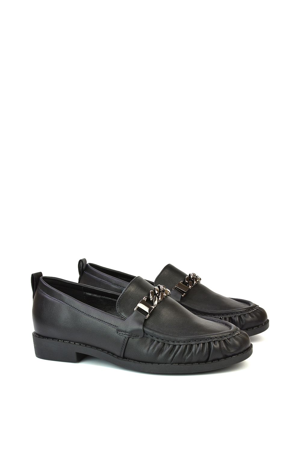XY London 'Heidi' Chain Detail Ruched Loafer Back to School Shoes image 2