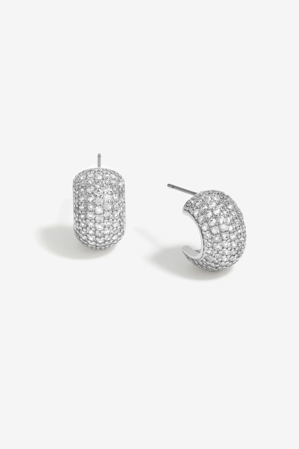 Jon Richard Jon Richard Rhodium Plated Cubic Zirconia Half Hoop Earrings image 2