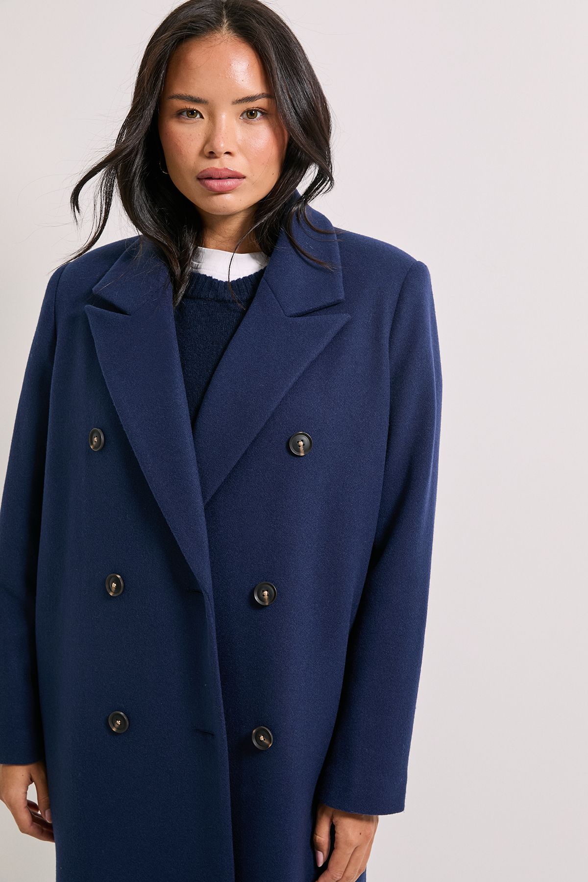 Dorothy Perkins Maxi Length Double Breasted Coat Navy image 4